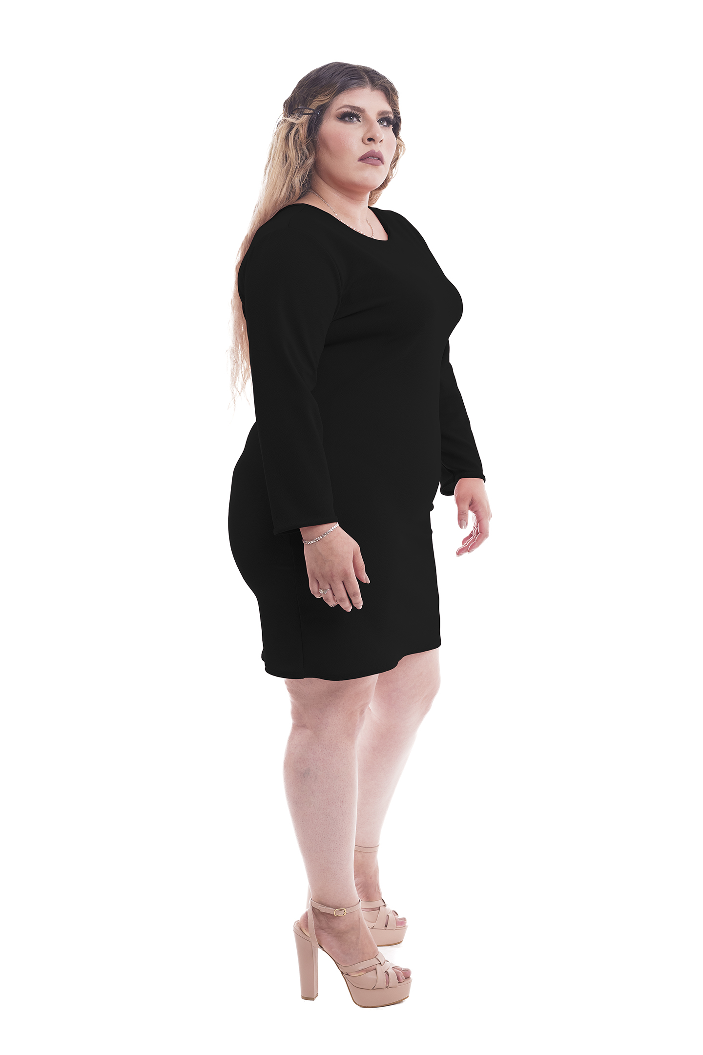 Vestido Blusón Corto Tallas Extra Plus Manga Larga Abertura