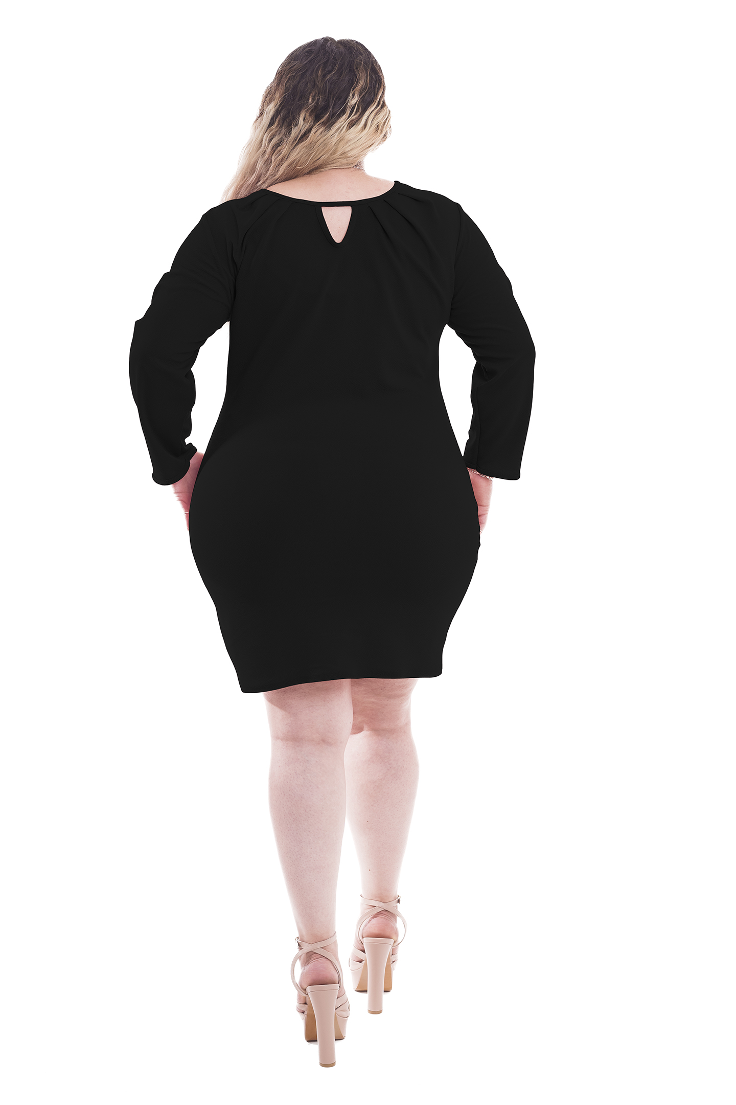 Vestido Blusón Corto Tallas Extra Plus Manga Larga Abertura