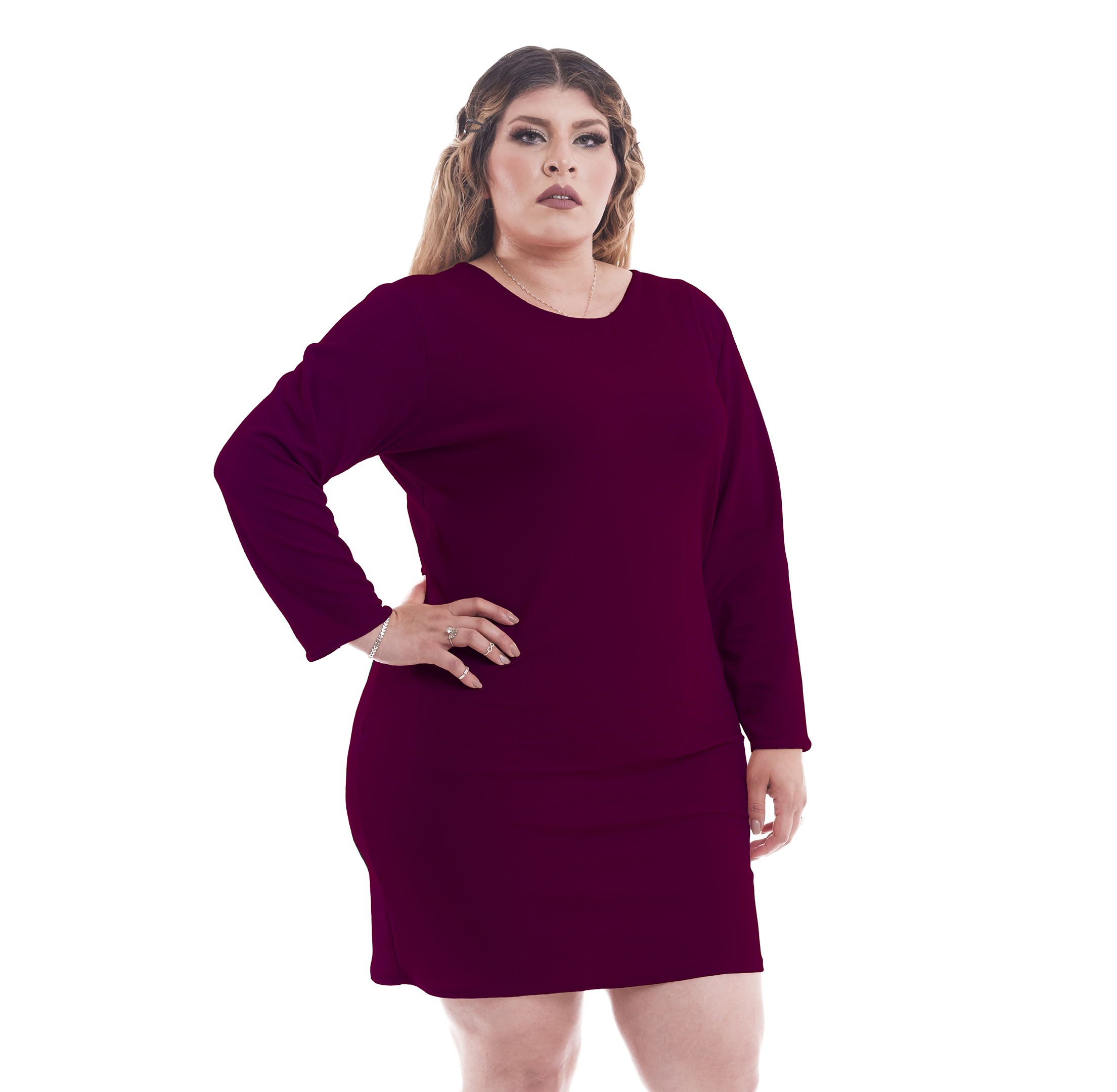 Vestido Blusón Corto Tallas Extra Plus Manga Larga Abertura