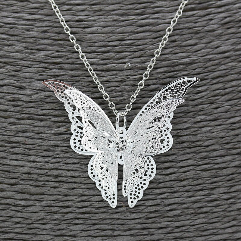 Collar De Mariposa De Plata