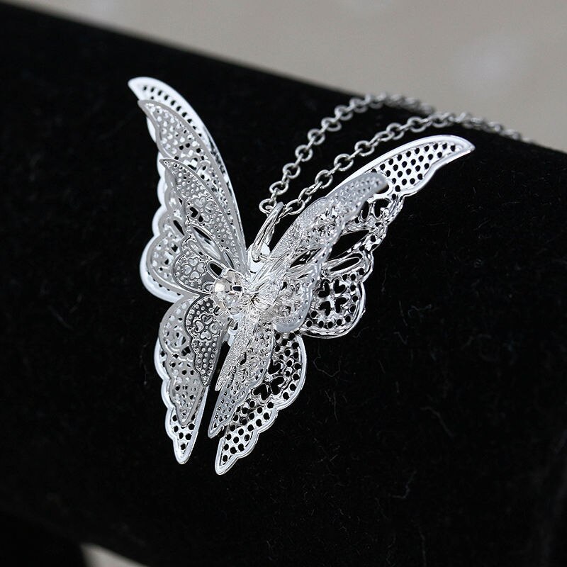 Collar De Mariposa De Plata