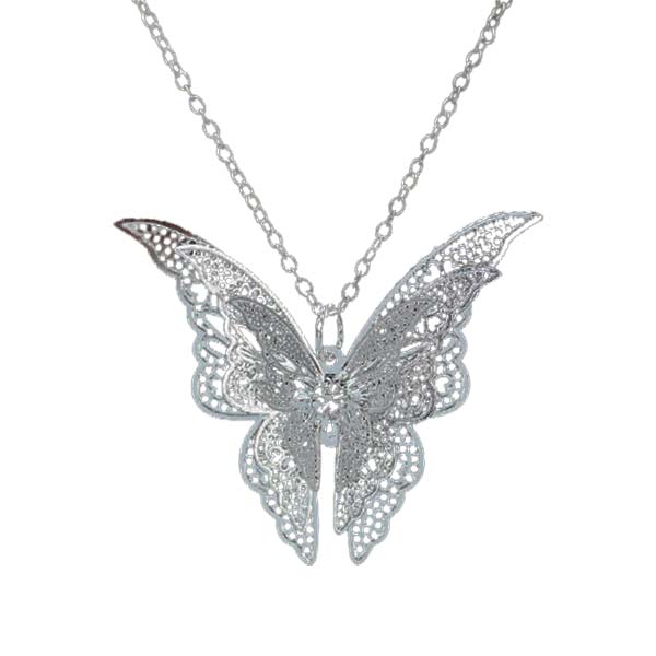 Collar De Mariposa De Plata