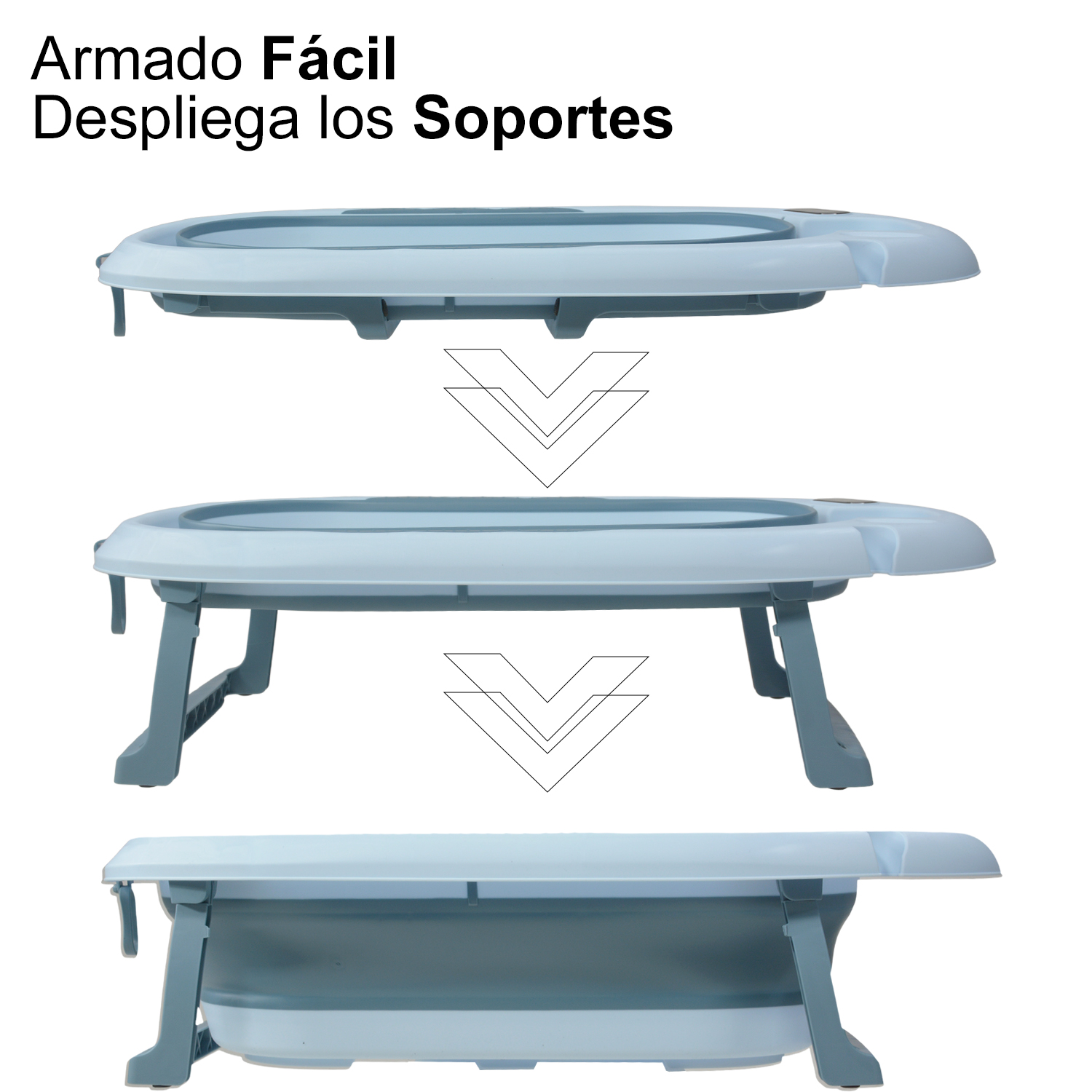 Tina Bañera Bebe Antiderrapante Portatil Regadera Plegable Azul