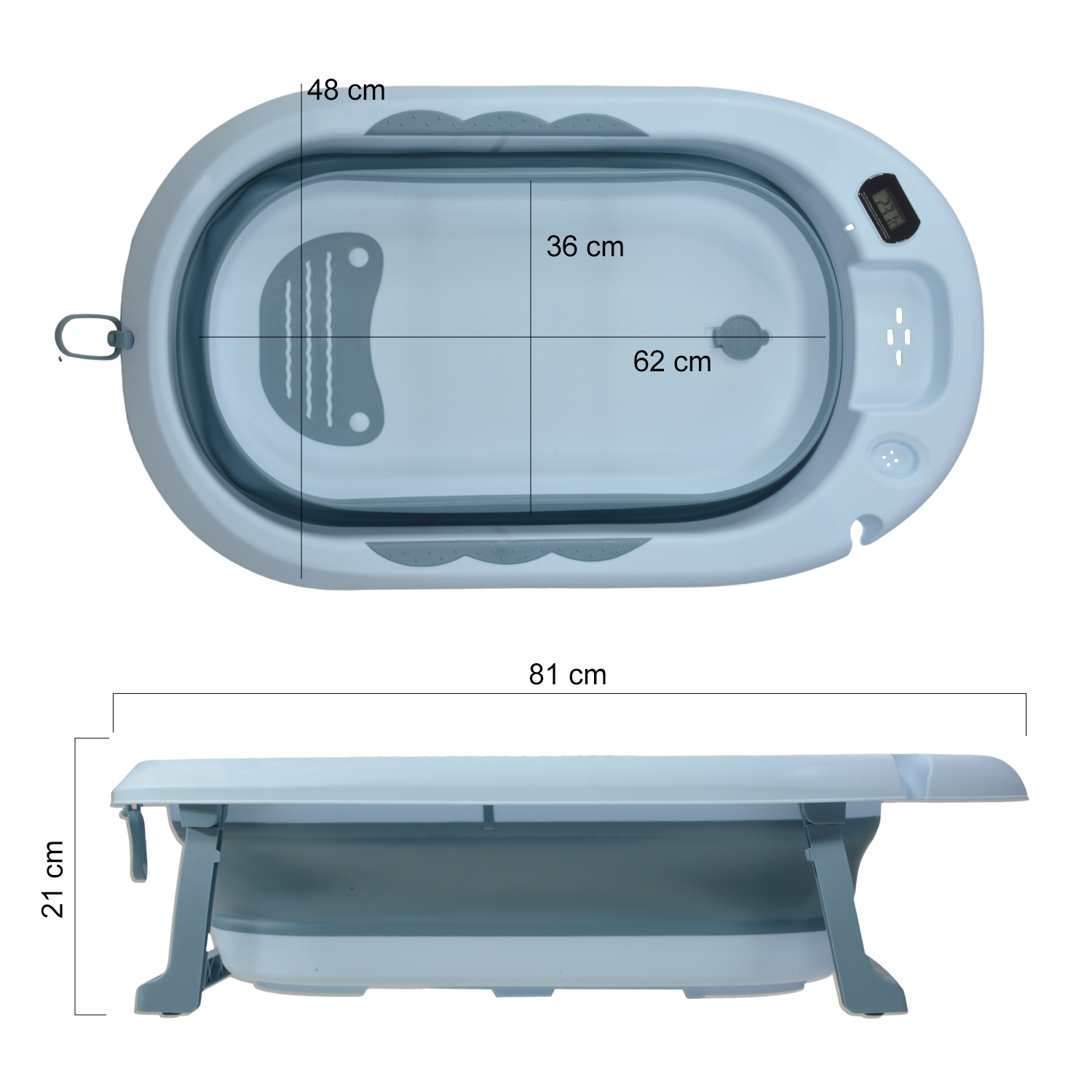 Tina Bañera Bebe Antiderrapante Portatil Regadera Plegable Azul