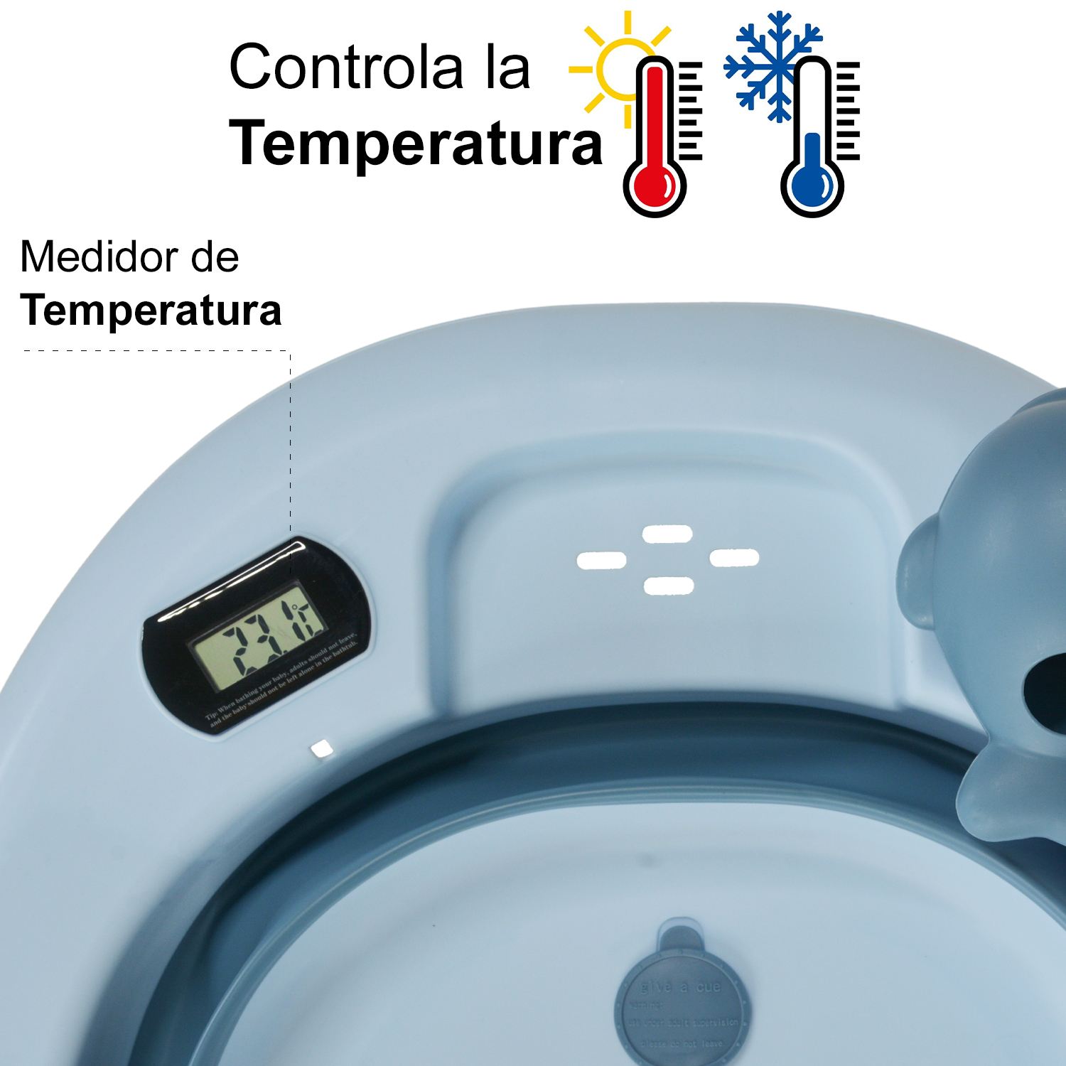 Tina Bañera Bebe Antiderrapante Portatil Regadera Plegable Azul