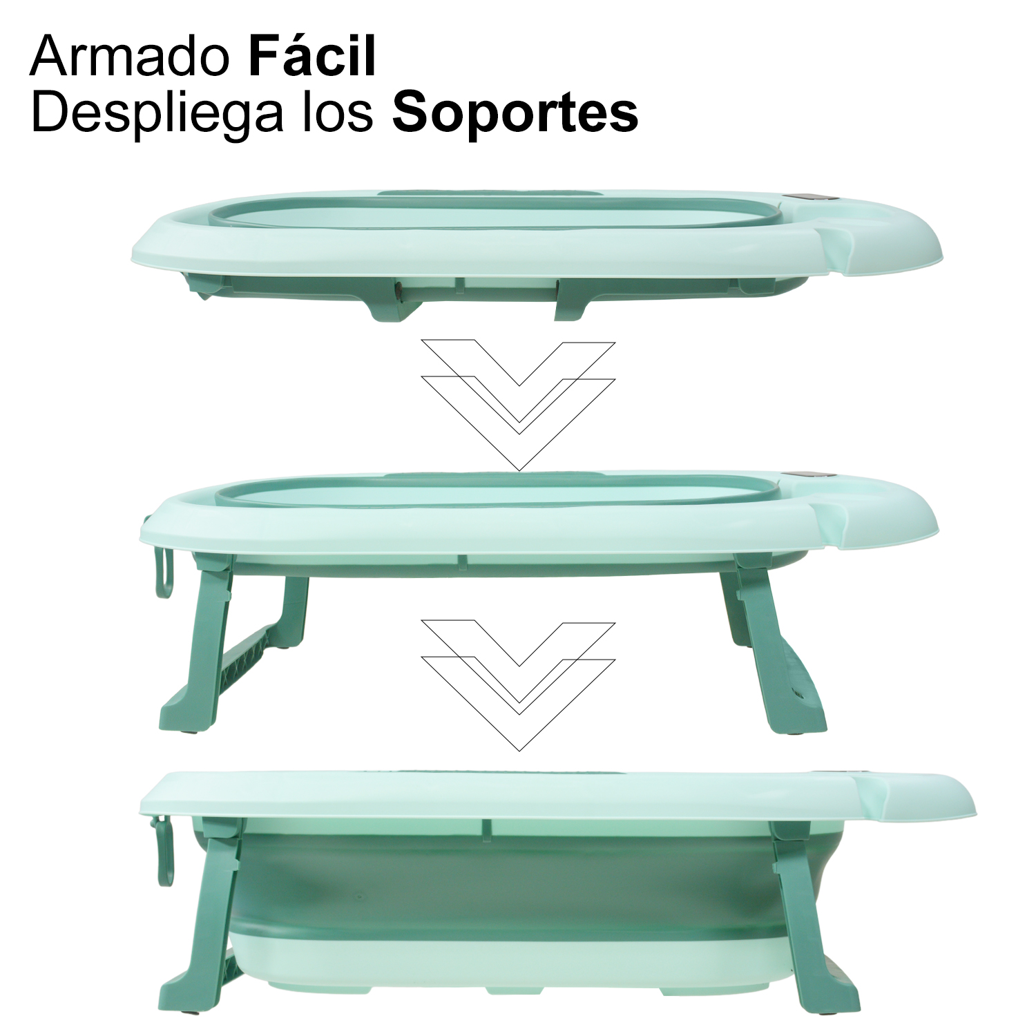 Tina Bañera Bebe Antiderrapante Portatil Regadera Plegable Verde