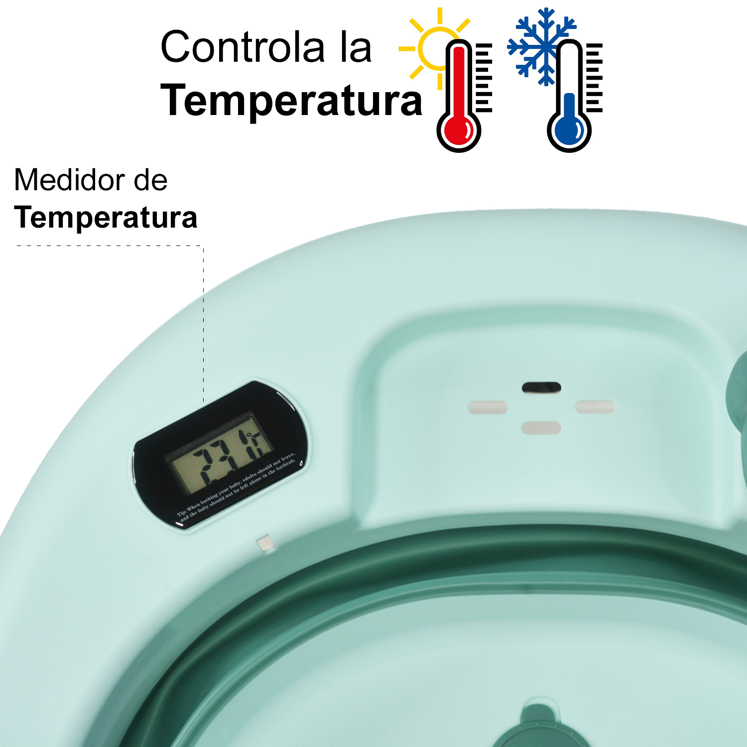 Tina Bañera Bebe Antiderrapante Portatil Regadera Plegable Verde