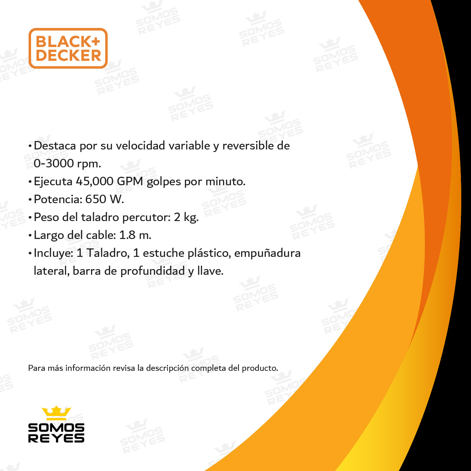 Taladro Percutor 650 W + Estuche HD650K Black And Decker 