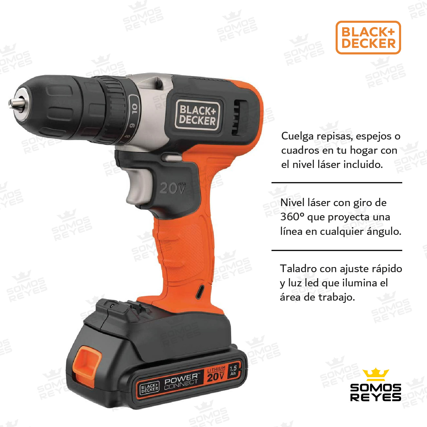 Taladro Inalámbrico + Nivel Laser 360 Grado Black And Decker