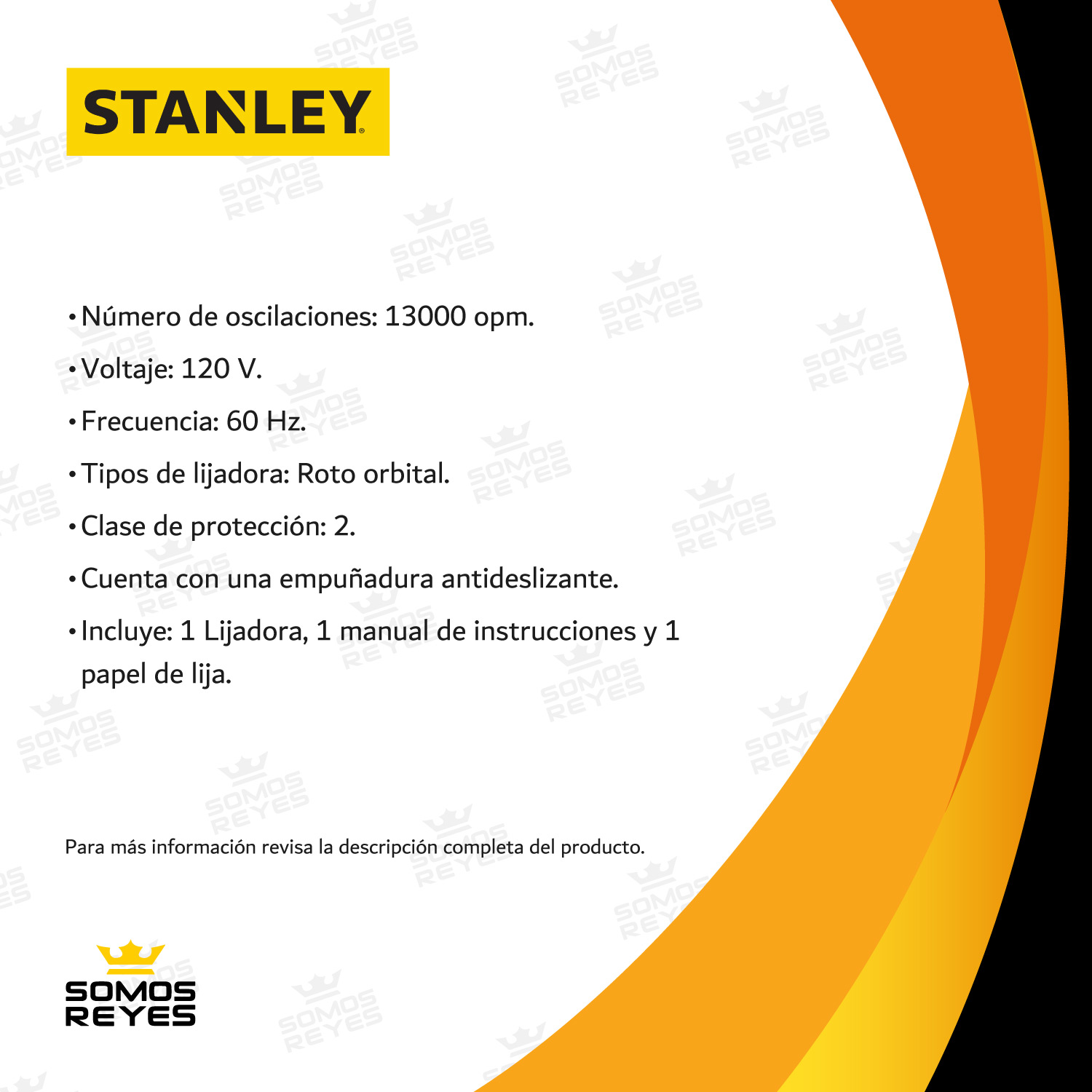 Lijadora Roto Orbital Electrica 5" 300w SS30-B3 Stanley 