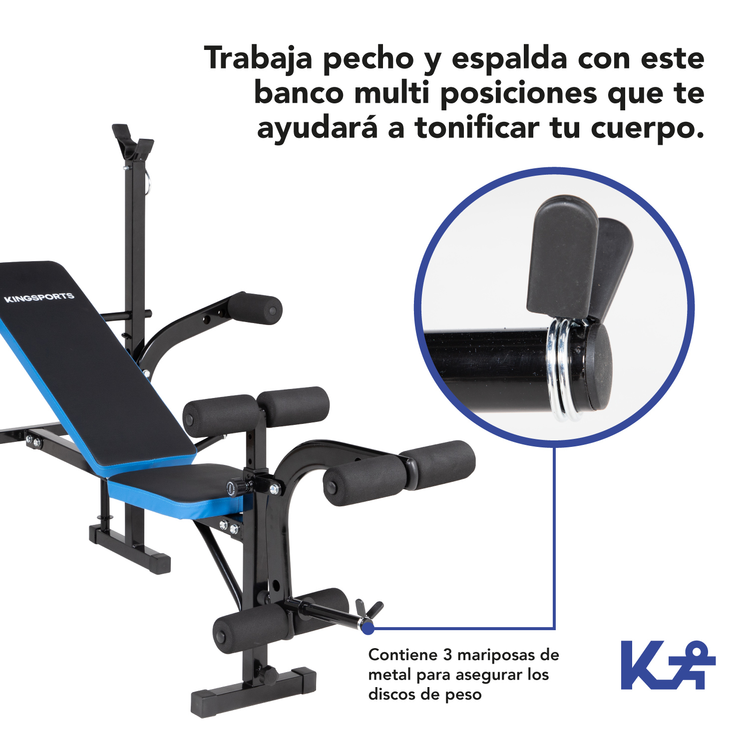 Banco Banca Multiposiciones P/ Ejercicio Pesas Pecho Pierna 