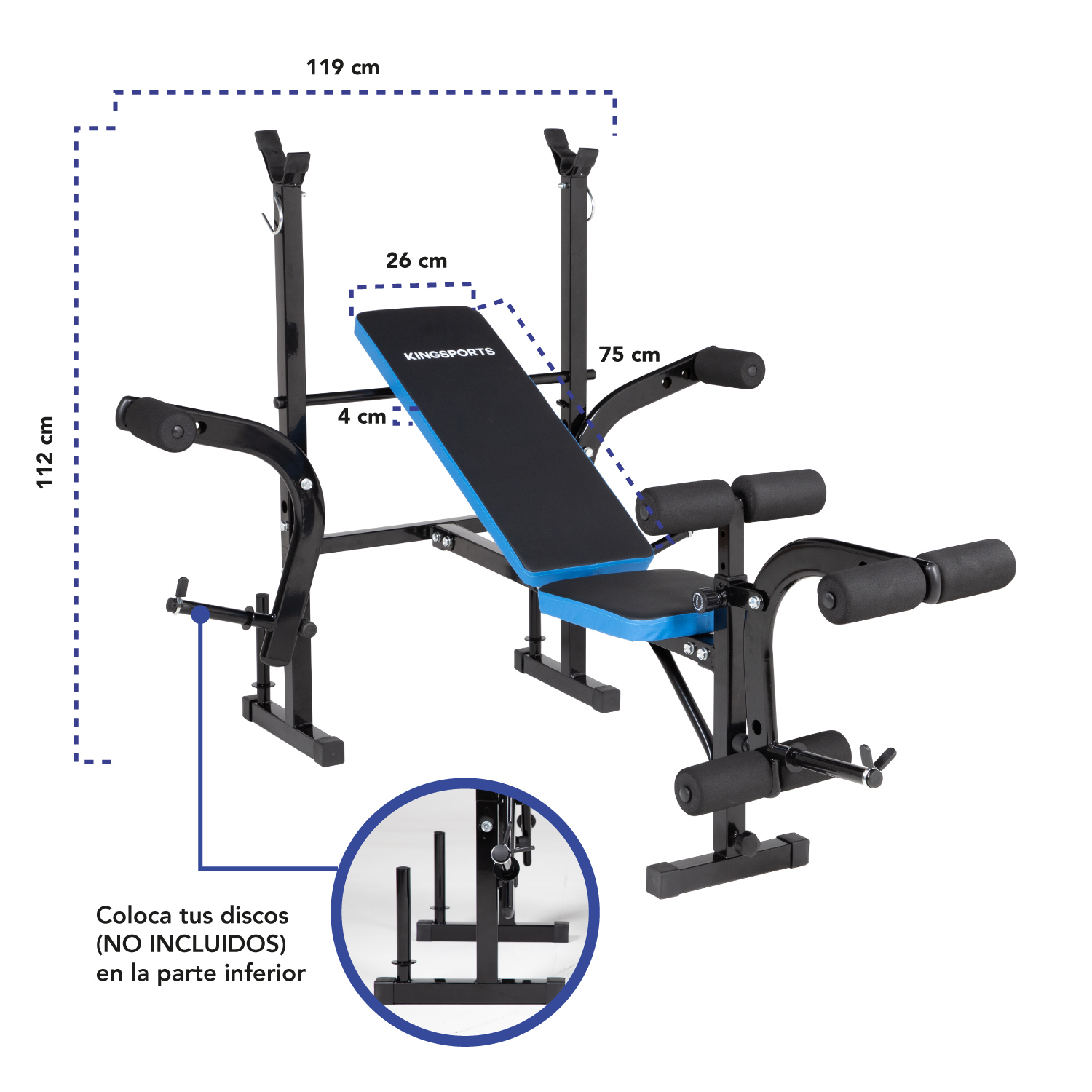 Banco Banca Multiposiciones P/ Ejercicio Pesas Pecho Pierna 