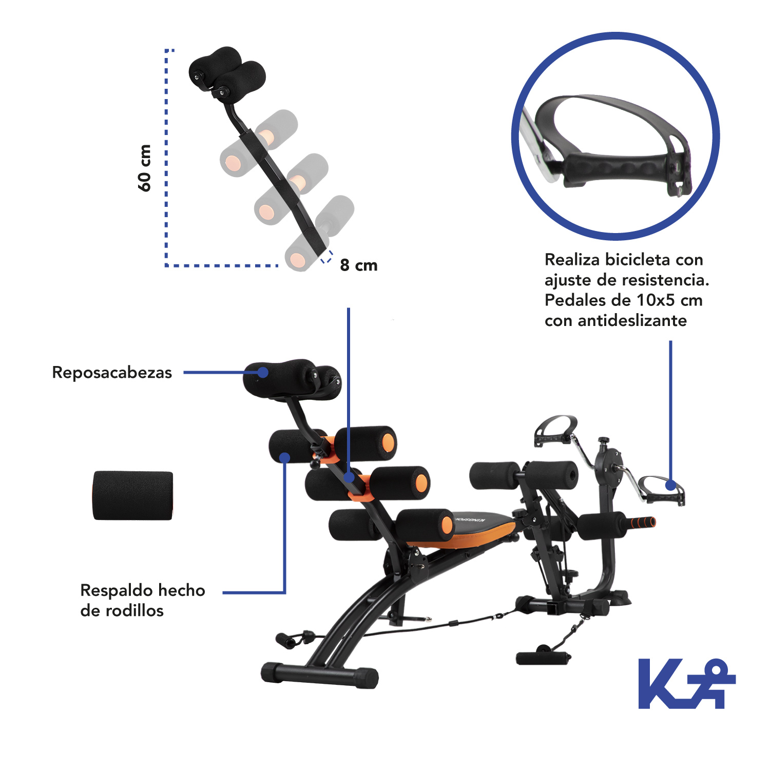 Aparato Abdomen Multiposiciones 7en1 Bicicleta Entrenamiento 