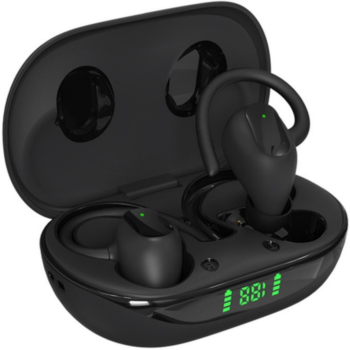 Audifonos Bluetooth Deportivos Audifonos V5.1 Negros Led Verde