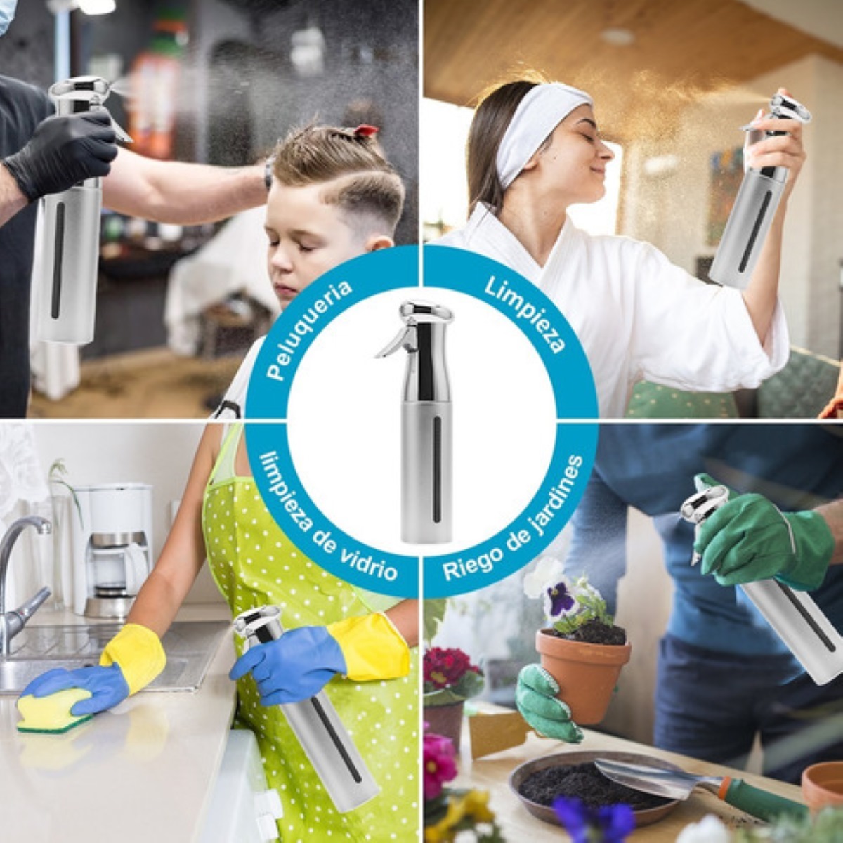 Atomizador Aspersor 300ml Portátil De Múltiple Plateado