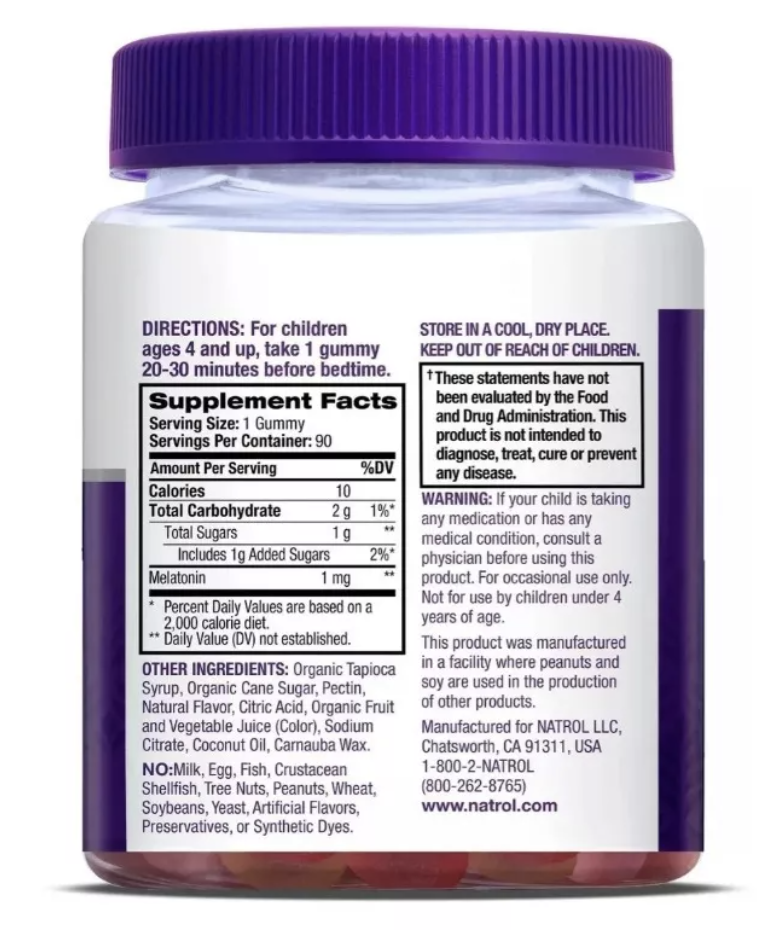 Gomitas Melatonina Kids Natrol 1mg, Para Niños Mayores De 4 Años, Ayuda A Que Su Hijo Se Duerma Más Rápido Y Permanezca Dormido Por Más Tiempo. No Genera Hábito Y Es Libre De Medicamentos. 90 Gomitas