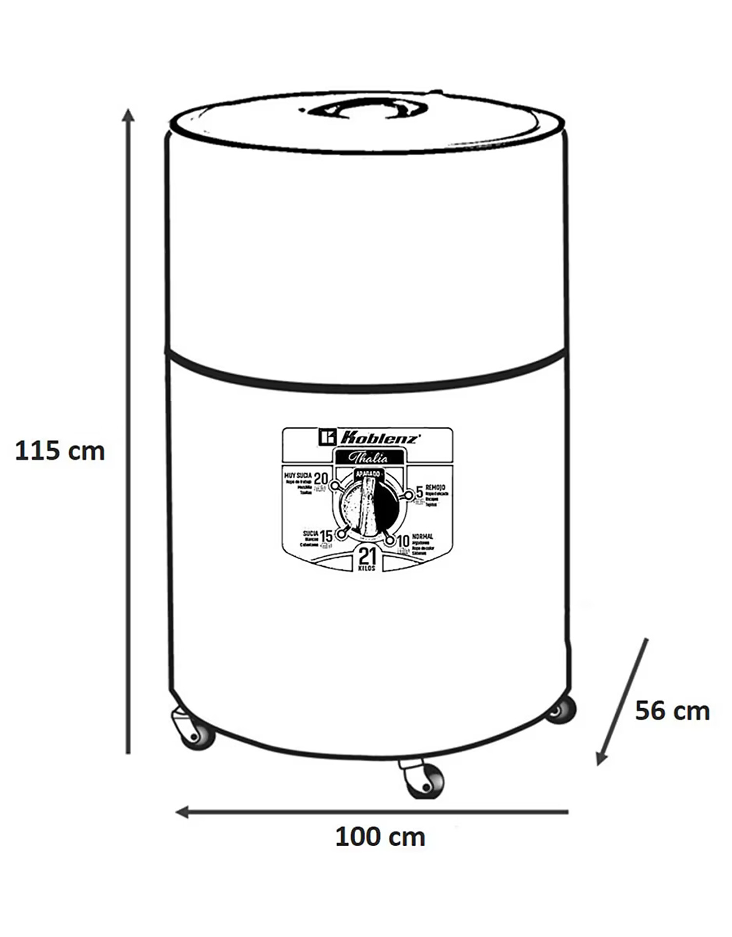 Lavadora Redonda Koblenz LRKF-21P 21Kg Gris
