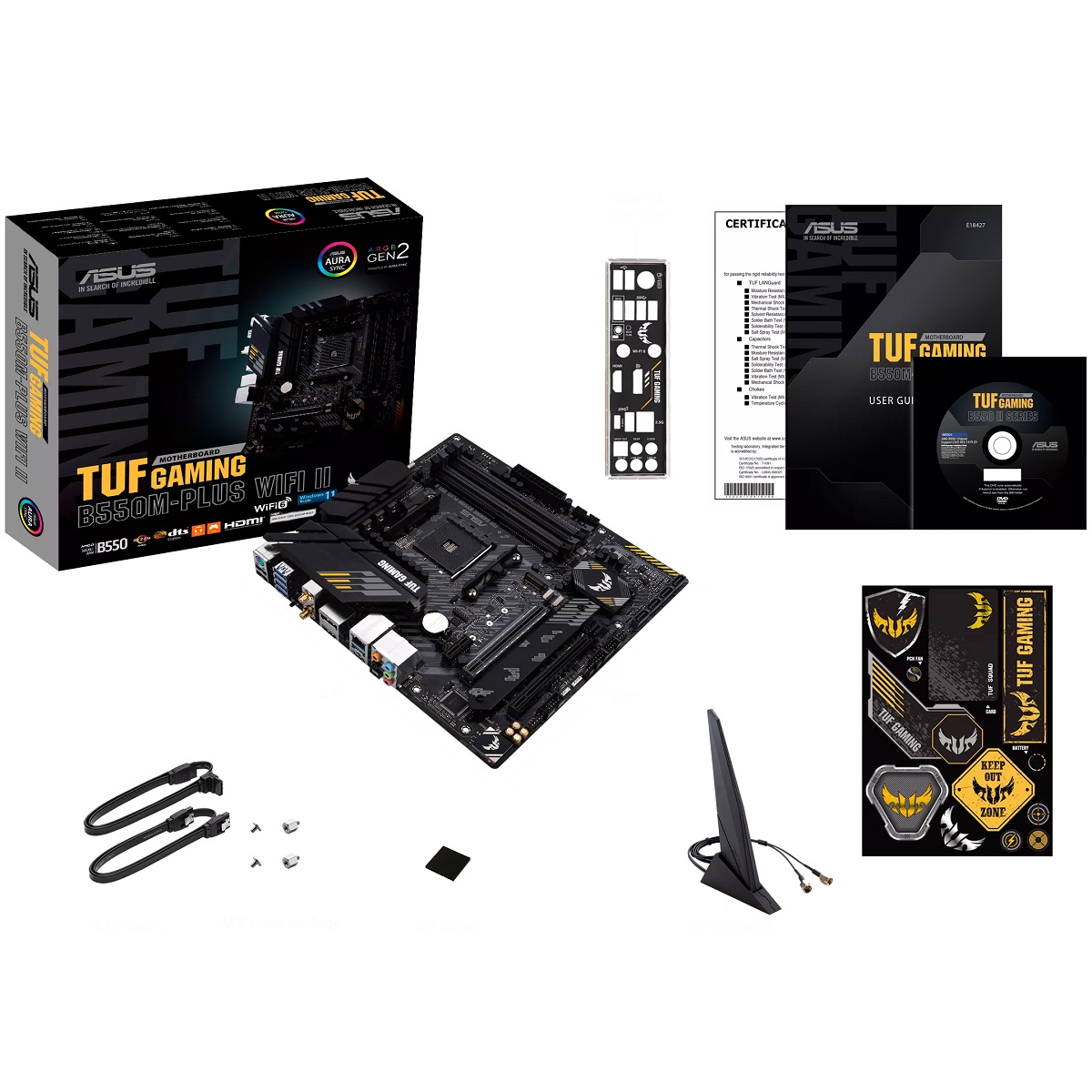 Tarjeta Madre ASUS TUF GAMING B550M-PLUS WIFI II AURA 4xDDR4 2xPCI-E USB3 Socket AM4