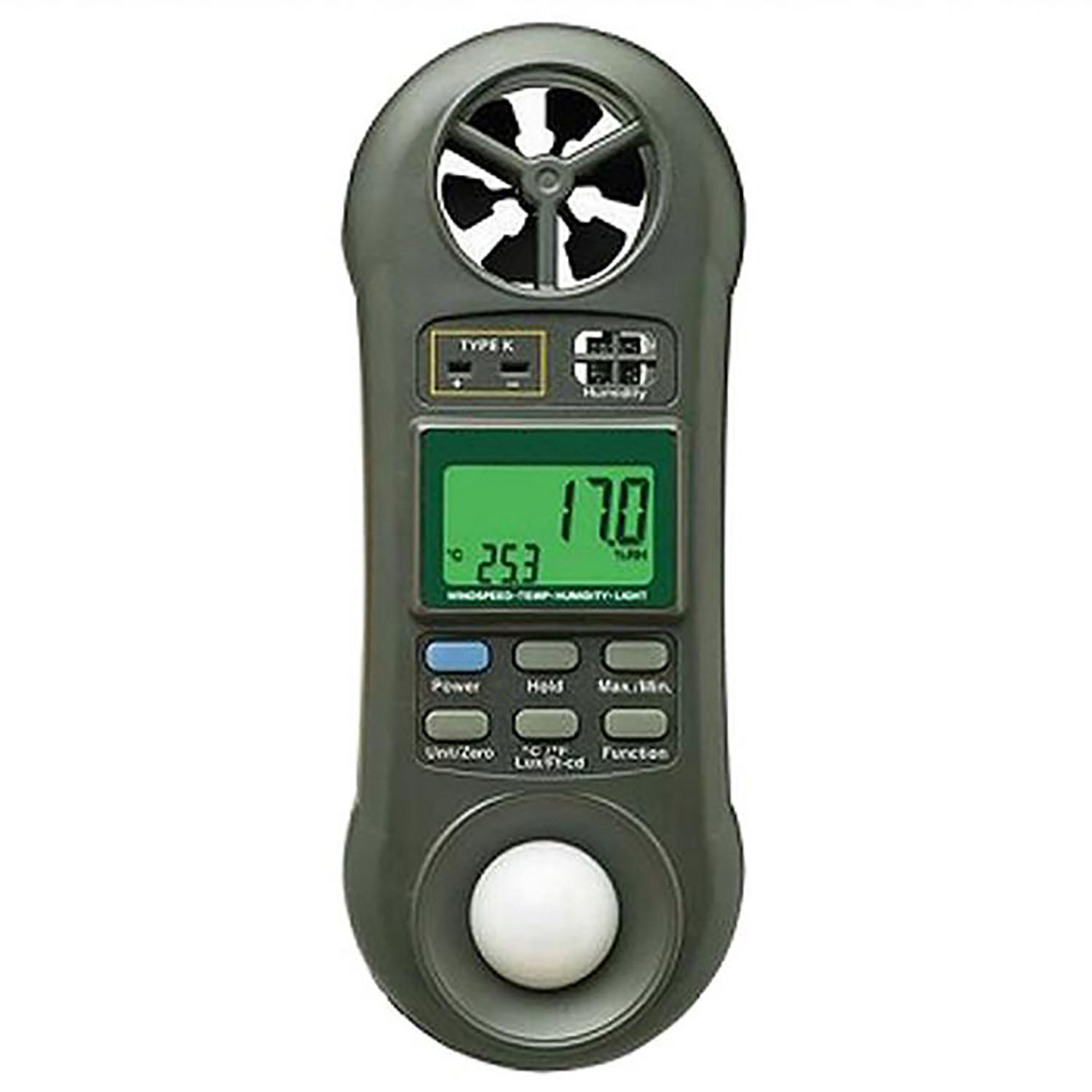 Anemometro Industrial de Aspa, MXPRL-001-20, 80 a 5910 ft/min, 0 a 50ºC, Humedad 10% a 70%, 0 a 2,200 Lux, ProLogic