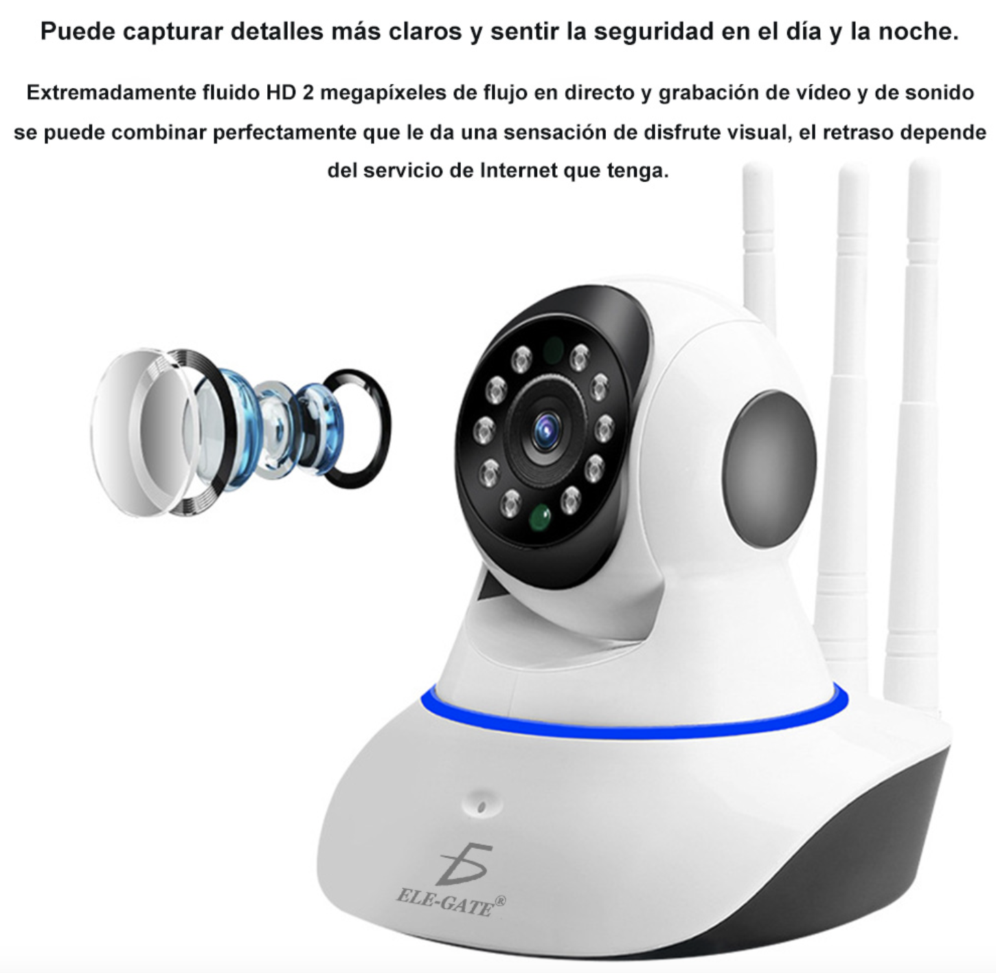 Camara Seguridad Ip 3 Antenas Wifi Full Hd Con Alarma