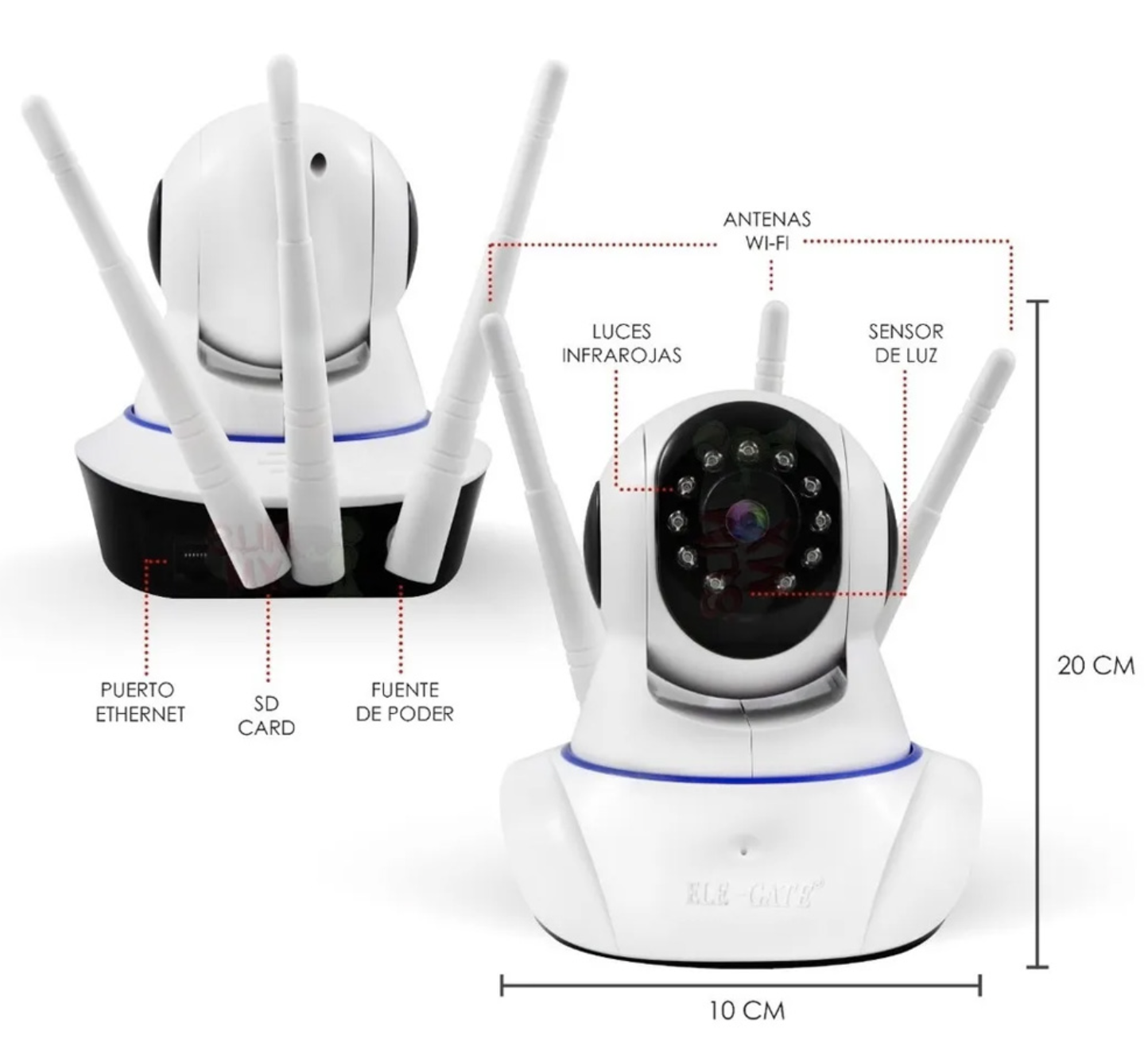 Camara Seguridad Ip 3 Antenas Wifi Full Hd Con Alarma