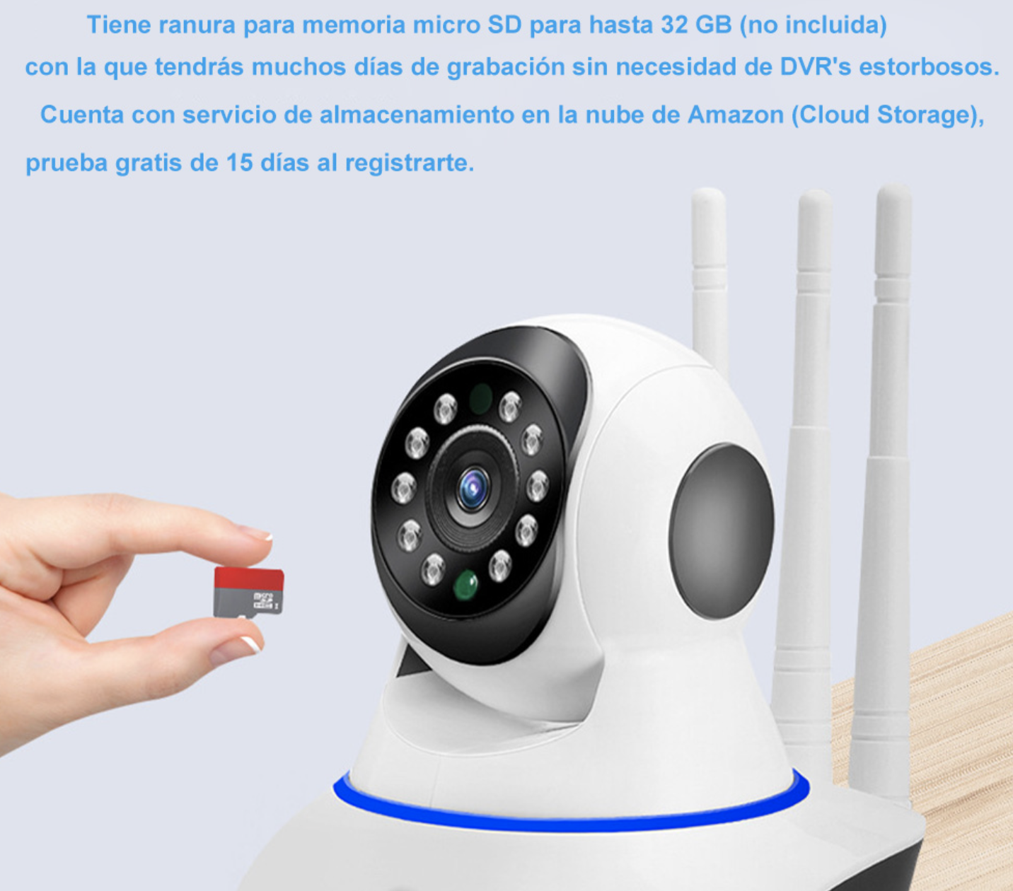 Camara Seguridad Ip 3 Antenas Wifi Full Hd Con Alarma