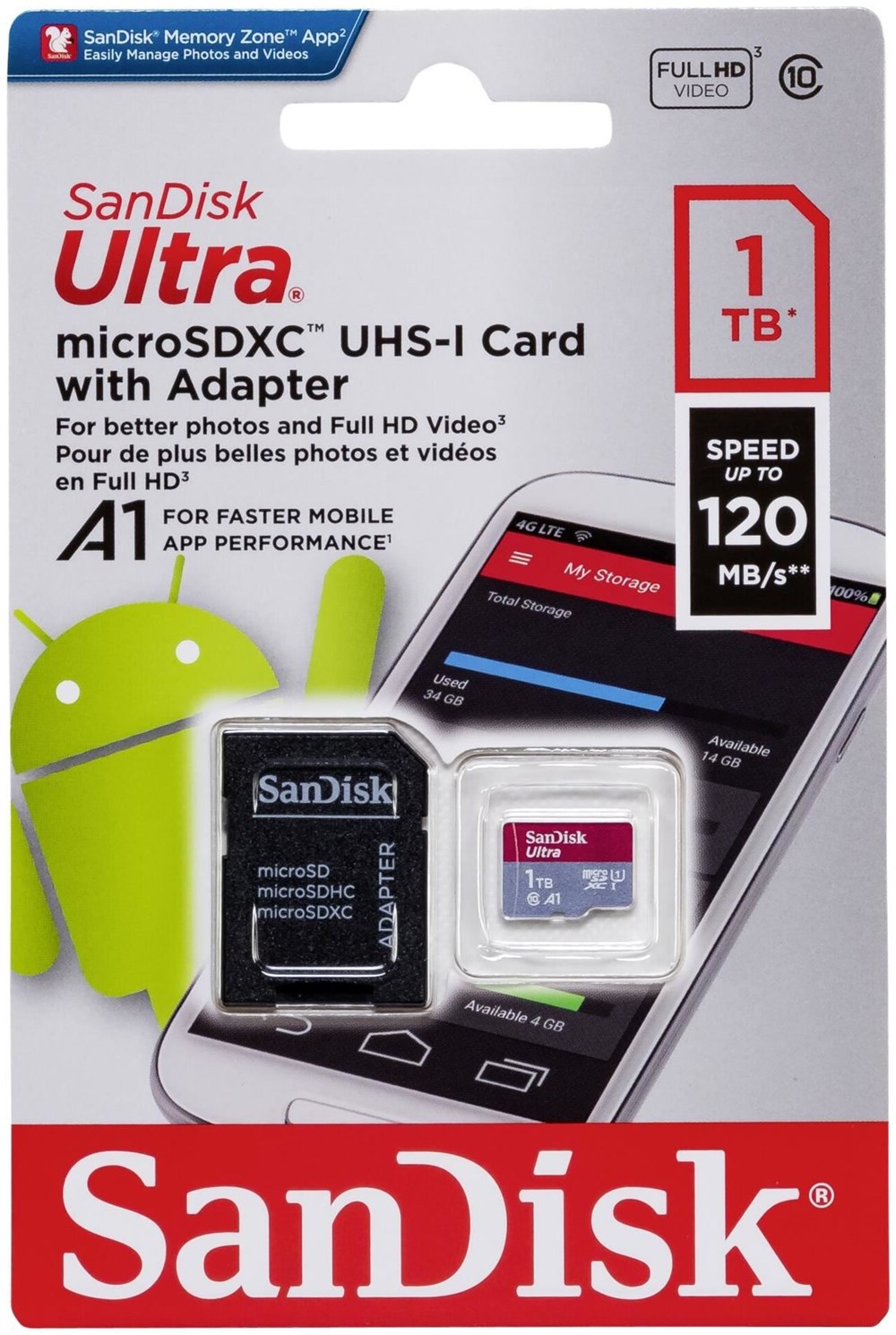Sandisk Memoria Micro Ultra Sd 1tb Gb Clase 10 120mb/s