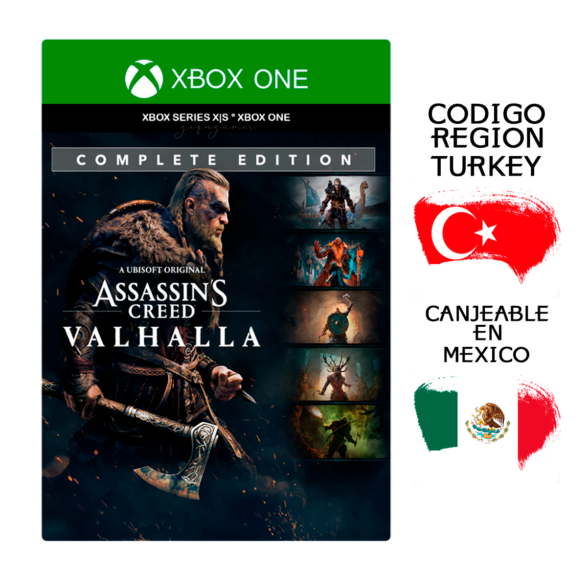 Assassin's Creed Valhalla Complete Edition Codigo Digital Region (TURKEY) Canjeable en Mexico