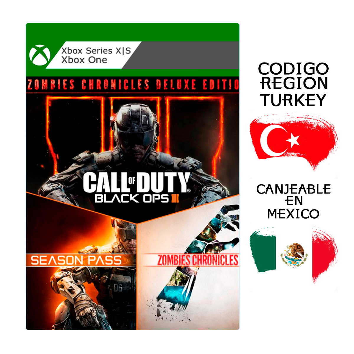 Call of Duty: Black Ops III - Zombies Deluxe Codigo Digital Region (Turkey) Canjeable en Mexico