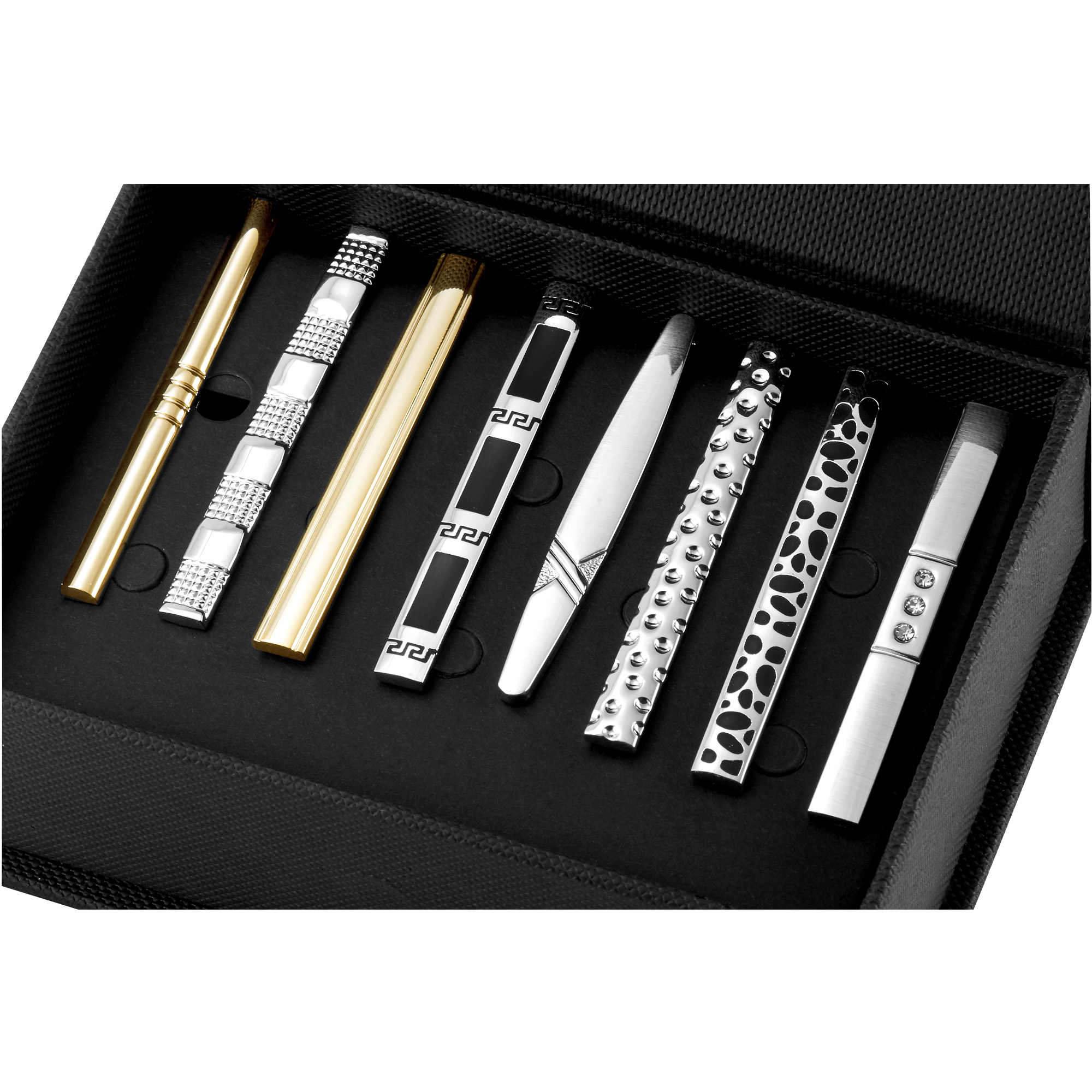 Juego De 8 Pisacorbatas 5.4 Cm Elegante C/ Estuche De Regalo Puentes Denver