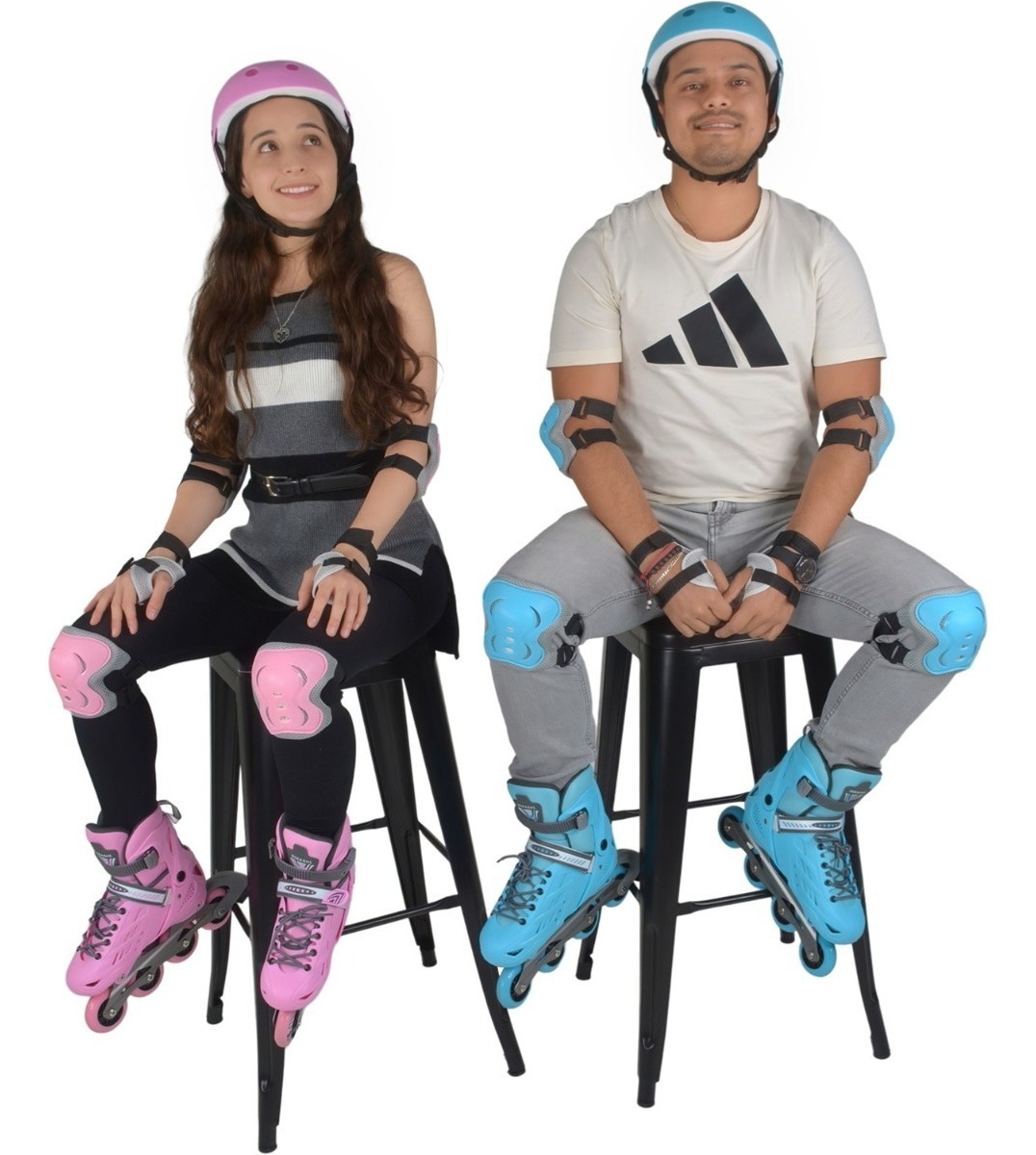 Patines En Linea Azul Niño Rueda Led + Protecciones 18-27 Cm