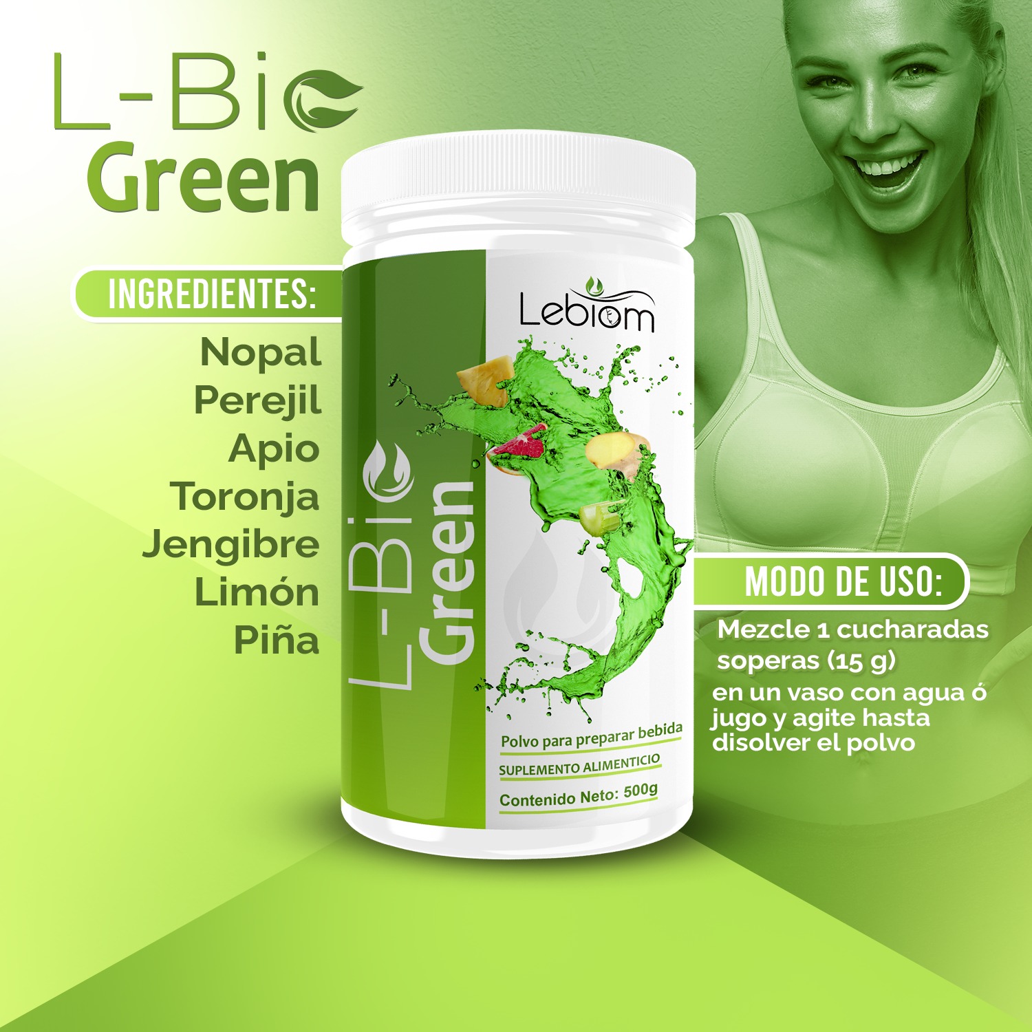 Jugo Verde Green Mejora digestión,Previene estreñimiento Lebiom