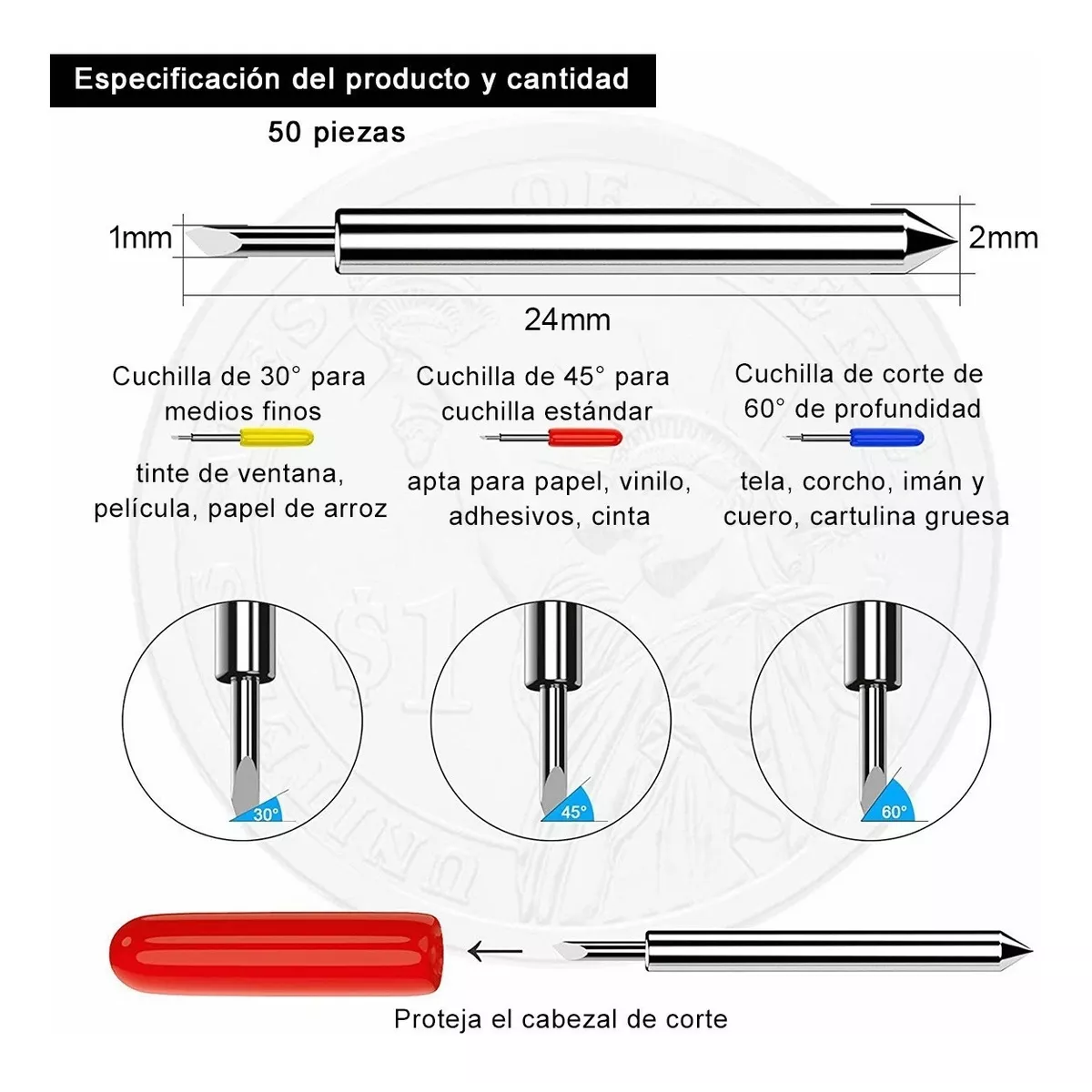 Set 50 Navajas Corte Plotter Para Roland De Repuesto Cuchillas
