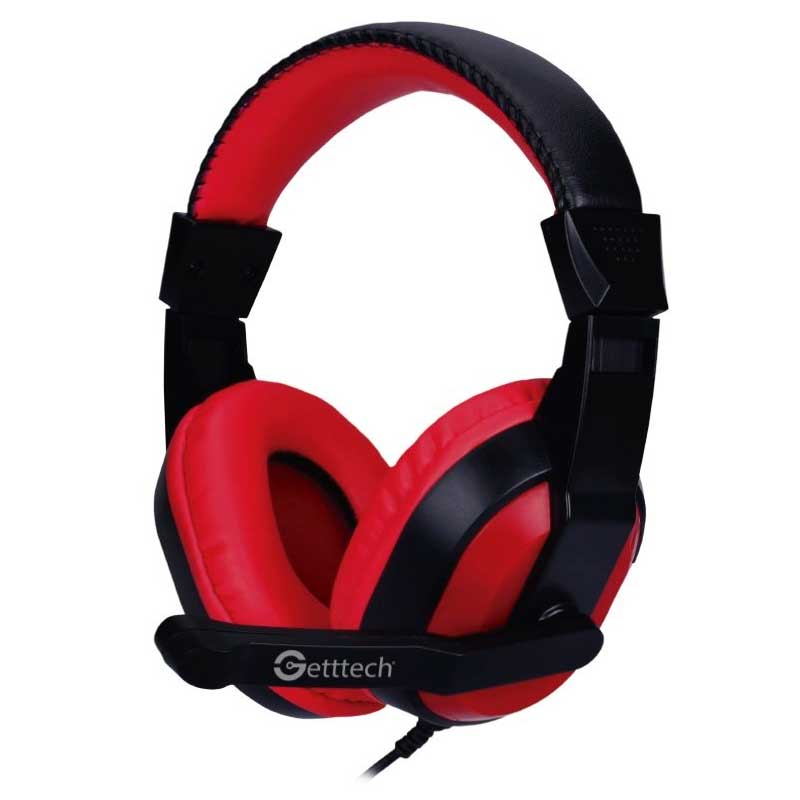 Getttech Audífonos con Micrófono Stream GH-2100, Rojo-Negro