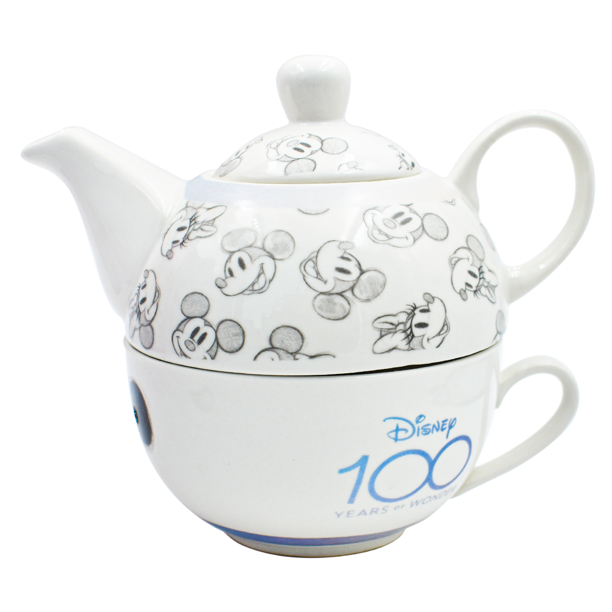 Taza Disney 100 Mickey Mouse con Tapa en Forma de Globo de Nieve 400 ml  Blanco