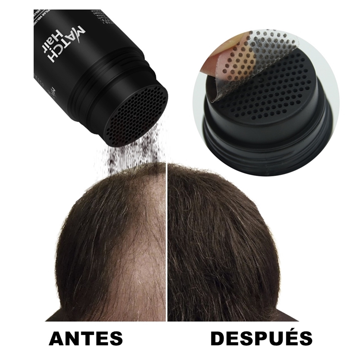 MATCH HAIR FIBRA BLACK 27.5 gr Mejor que Toppik