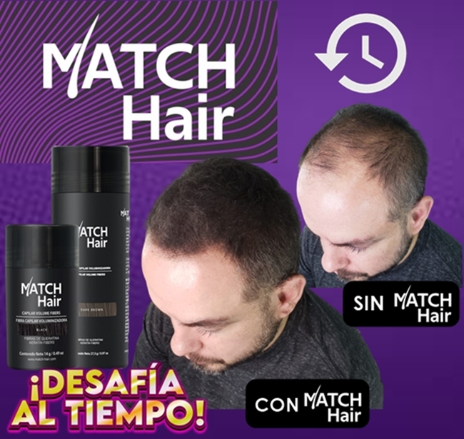 MATCH HAIR FIBRA BLACK 27.5 gr Mejor que Toppik