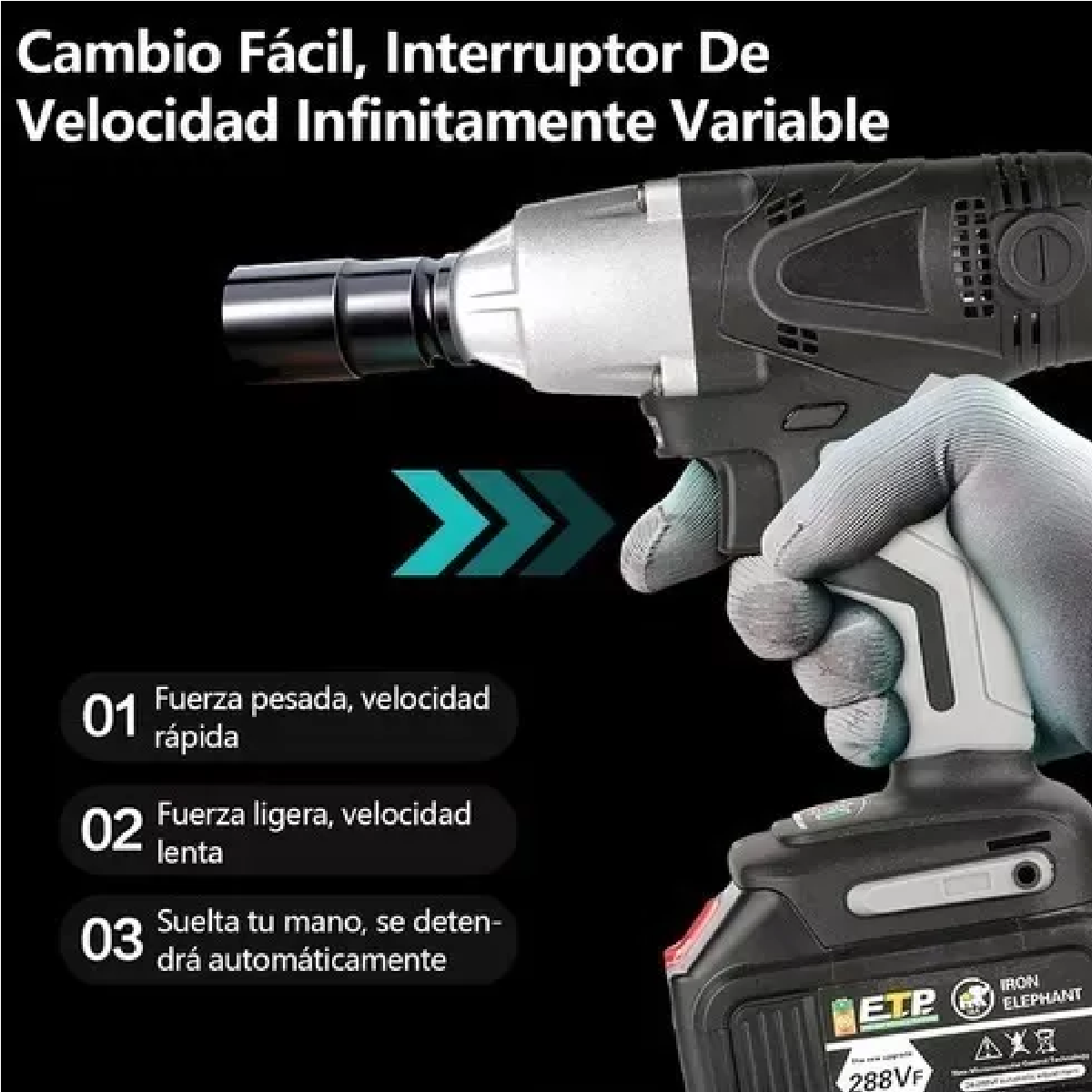Kit Llave De Impacto Inalámbrico Eléctrico 288vf 2 Baterías