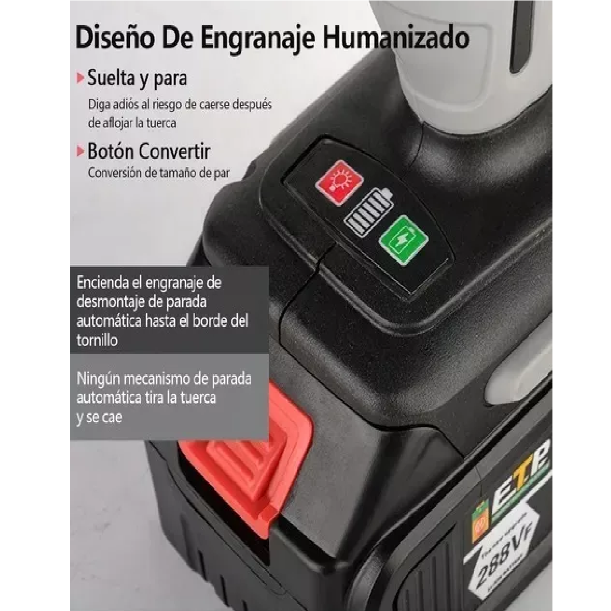 Kit Llave De Impacto Inalámbrico Eléctrico 288vf 2 Baterías