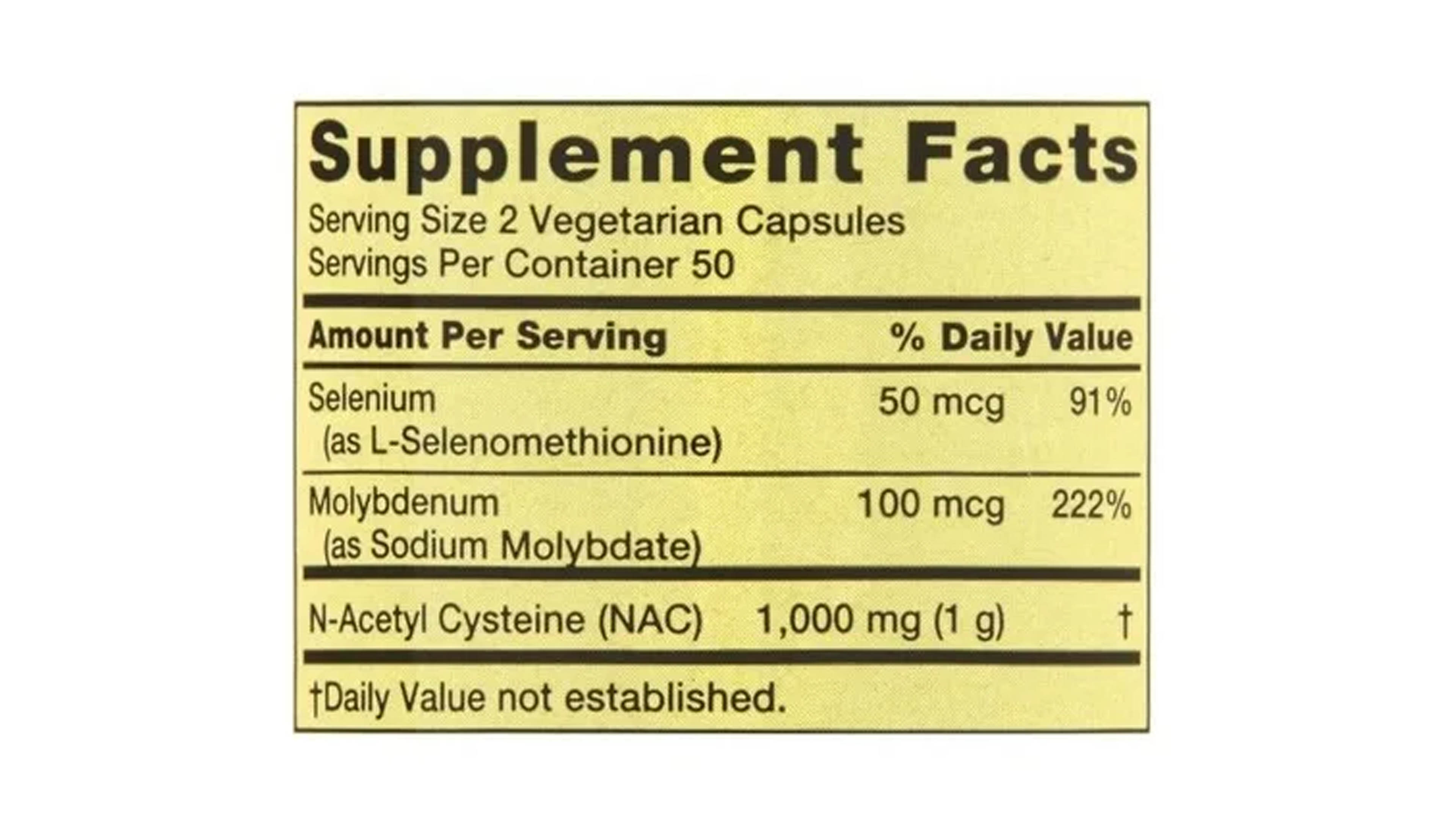 Complejo N-acetil-cisteína 1000mg  Spring Valley Acetil Cisteina con 100 capsulas