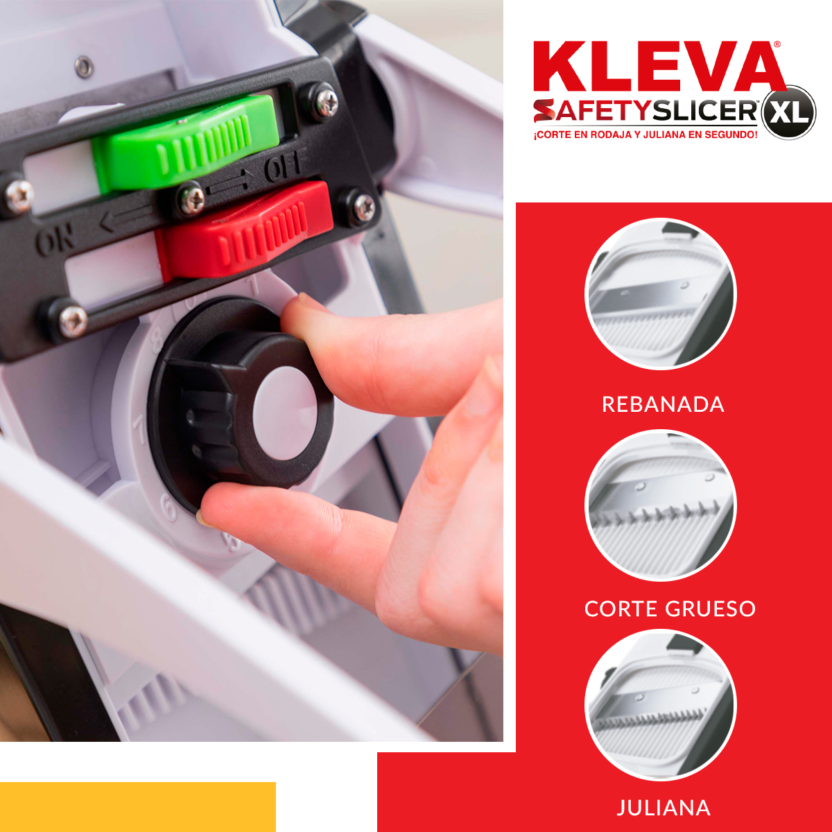 Rallador, Rebanador y Cortador único con selectores de grosor para Frutas, Verduras y Quesos Multifuncional Ready Cook Safety Slicer, cambiador de cuchillas integrado 