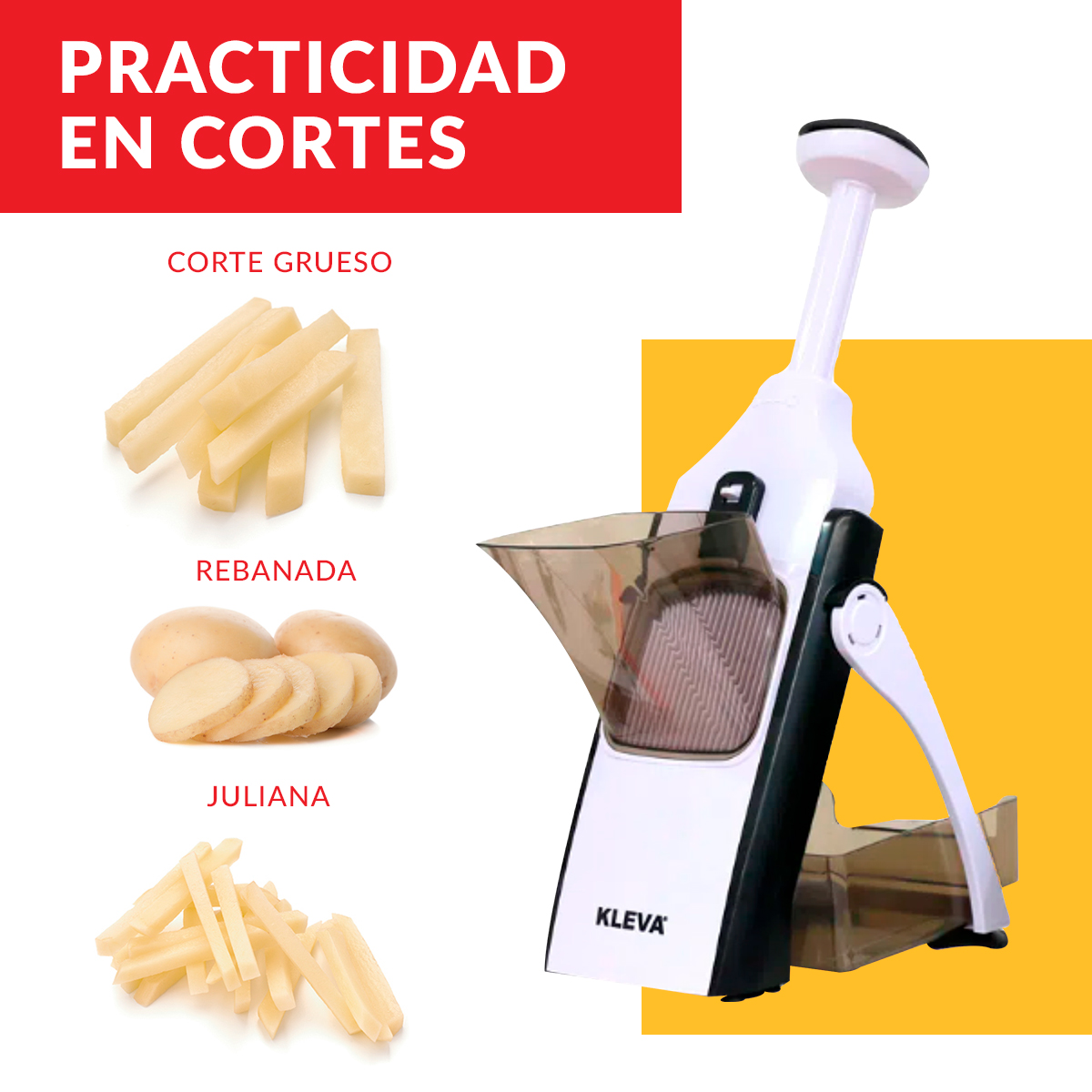 Rallador, Rebanador y Cortador único con selectores de grosor para Frutas, Verduras y Quesos Multifuncional Ready Cook Safety Slicer, cambiador de cuchillas integrado 
