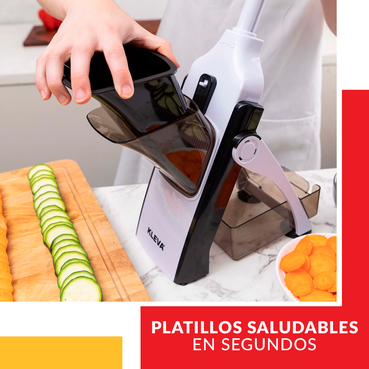 Rallador, Rebanador y Cortador único con selectores de grosor para Frutas, Verduras y Quesos Multifuncional Ready Cook Safety Slicer, cambiador de cuchillas integrado 