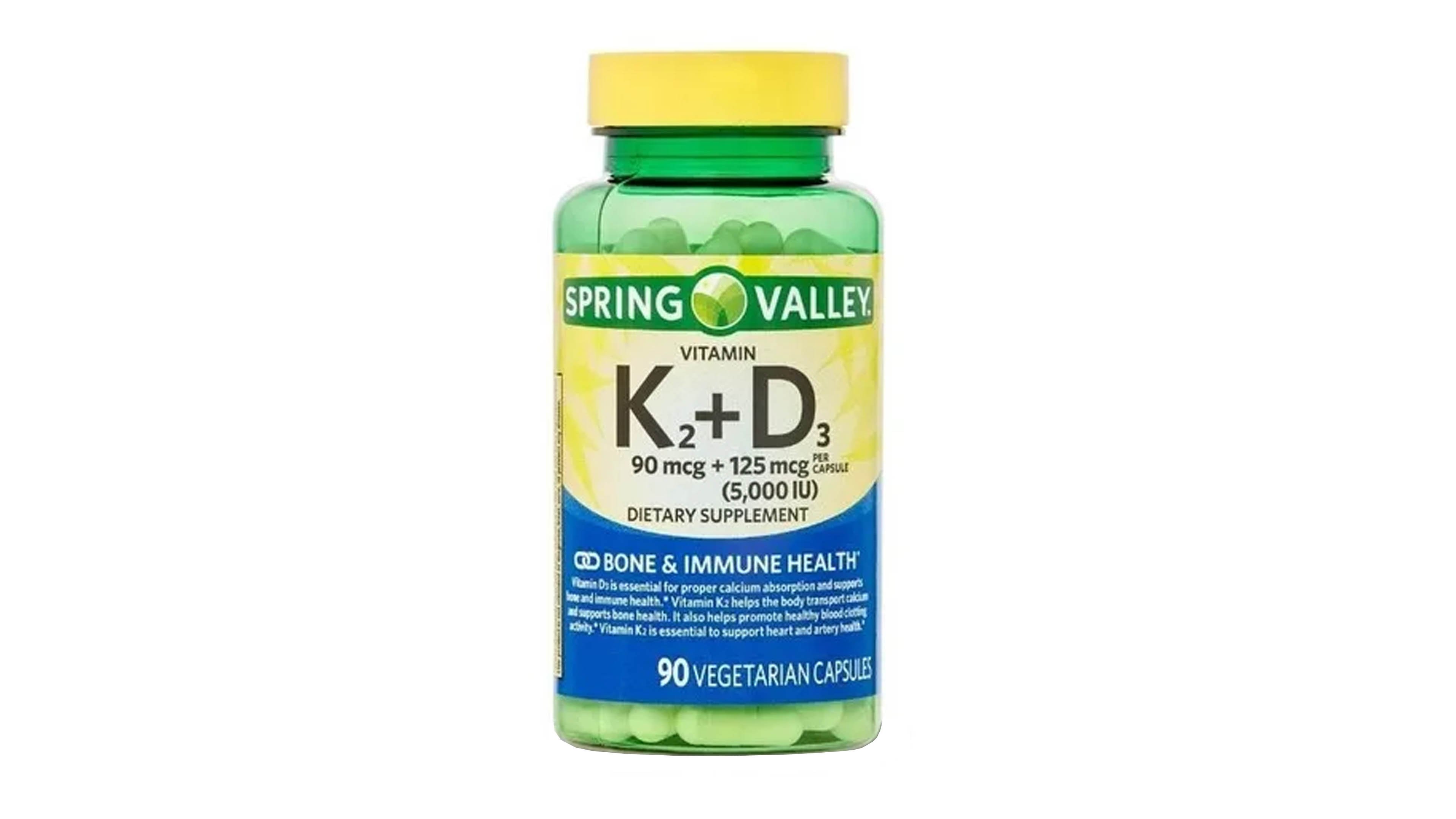 Vitamina K2 90 Mcg Spring Valley + Vitamina D3 125 Mc 5000iu 90 Caps