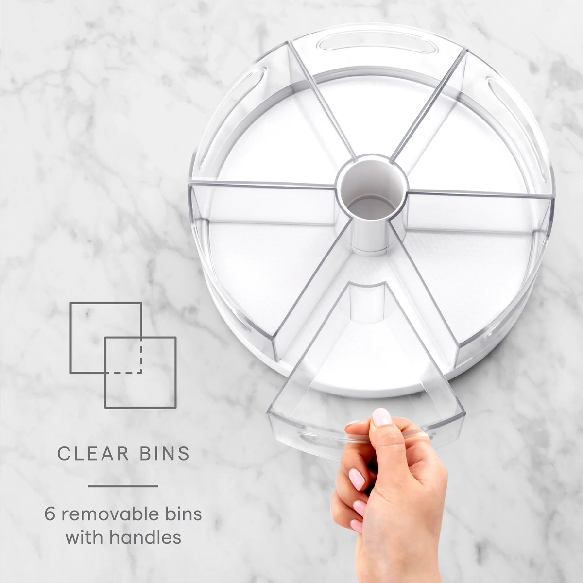 Youcopia 1780-15 Charola Redonda Circular Organizador Giratoria Multiusos 6 compartimientos 27cm