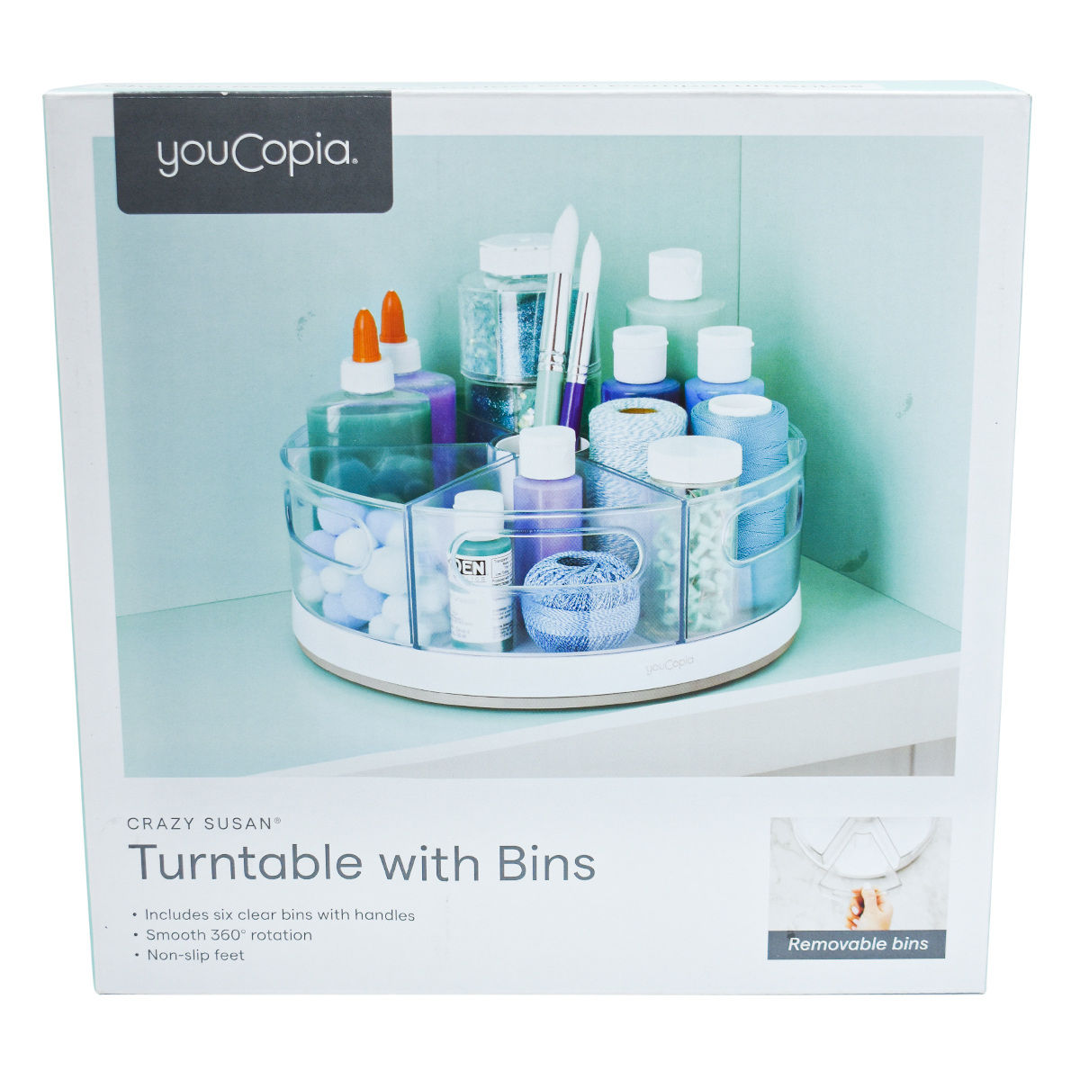 Youcopia 1780-15 Charola Redonda Circular Organizador Giratoria Multiusos 6 compartimientos 27cm