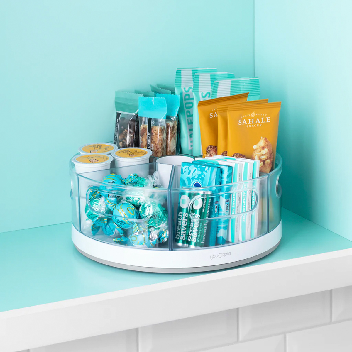 Youcopia 1780-15 Charola Redonda Circular Organizador Giratoria Multiusos 6 compartimientos 27cm