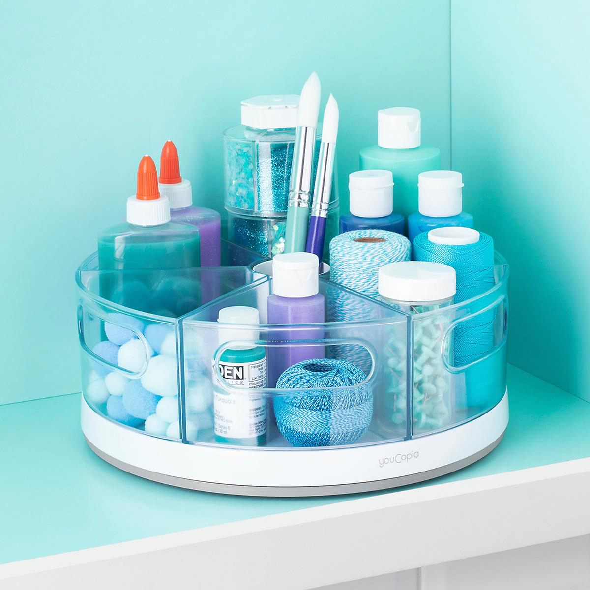 Youcopia 1780-15 Charola Redonda Circular Organizador Giratoria Multiusos 6 compartimientos 27cm
