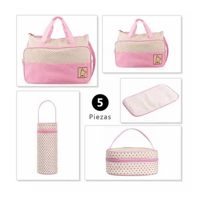 Set 5 Bolsas Pañaleras Cambiador Bebe Rosa Malubero Organizar fácilmente  todos los elementos