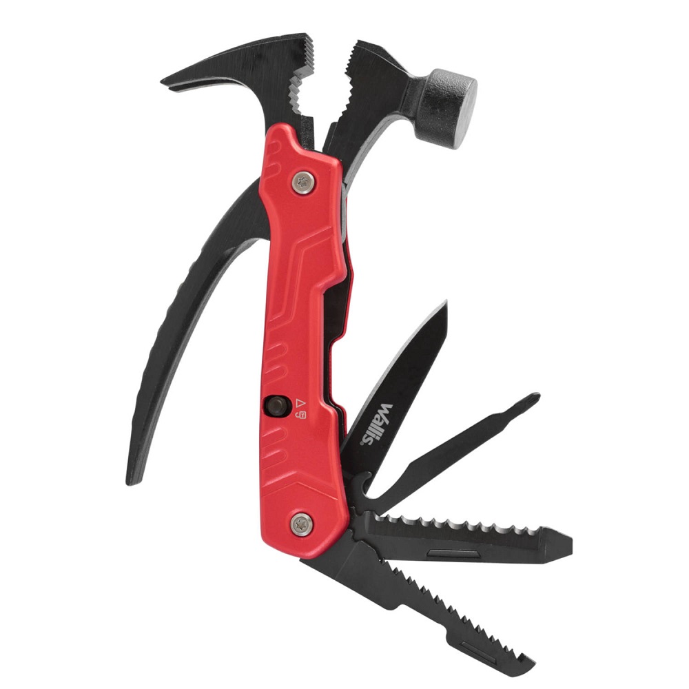 Martillo Multiherramienta 12 Usos Mango Aluminio Rojo Wallis